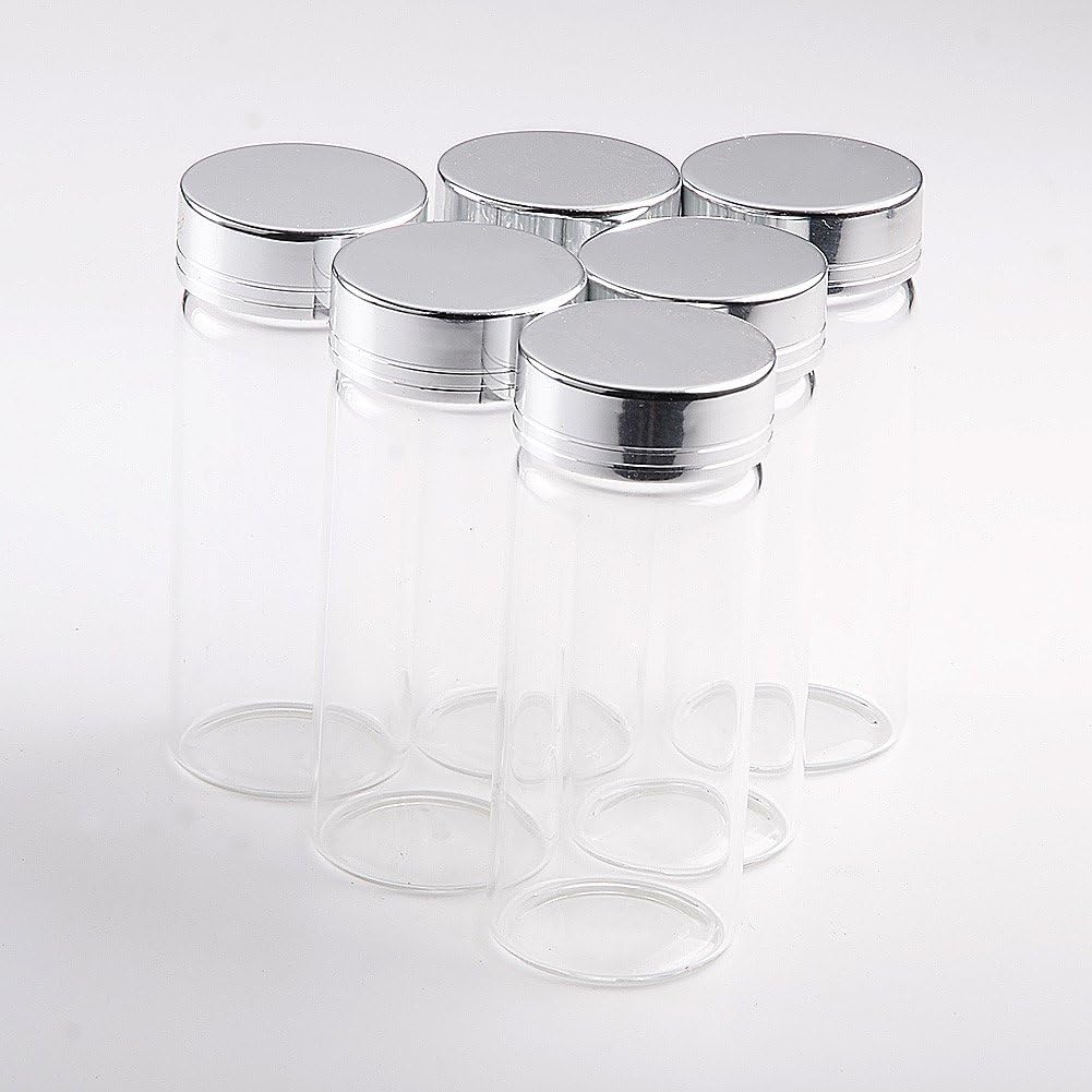65ml Glass Storage Bottles Jars with Silver Aluminum Screw Cap 24units (24, 65ML-Silver Cap)
