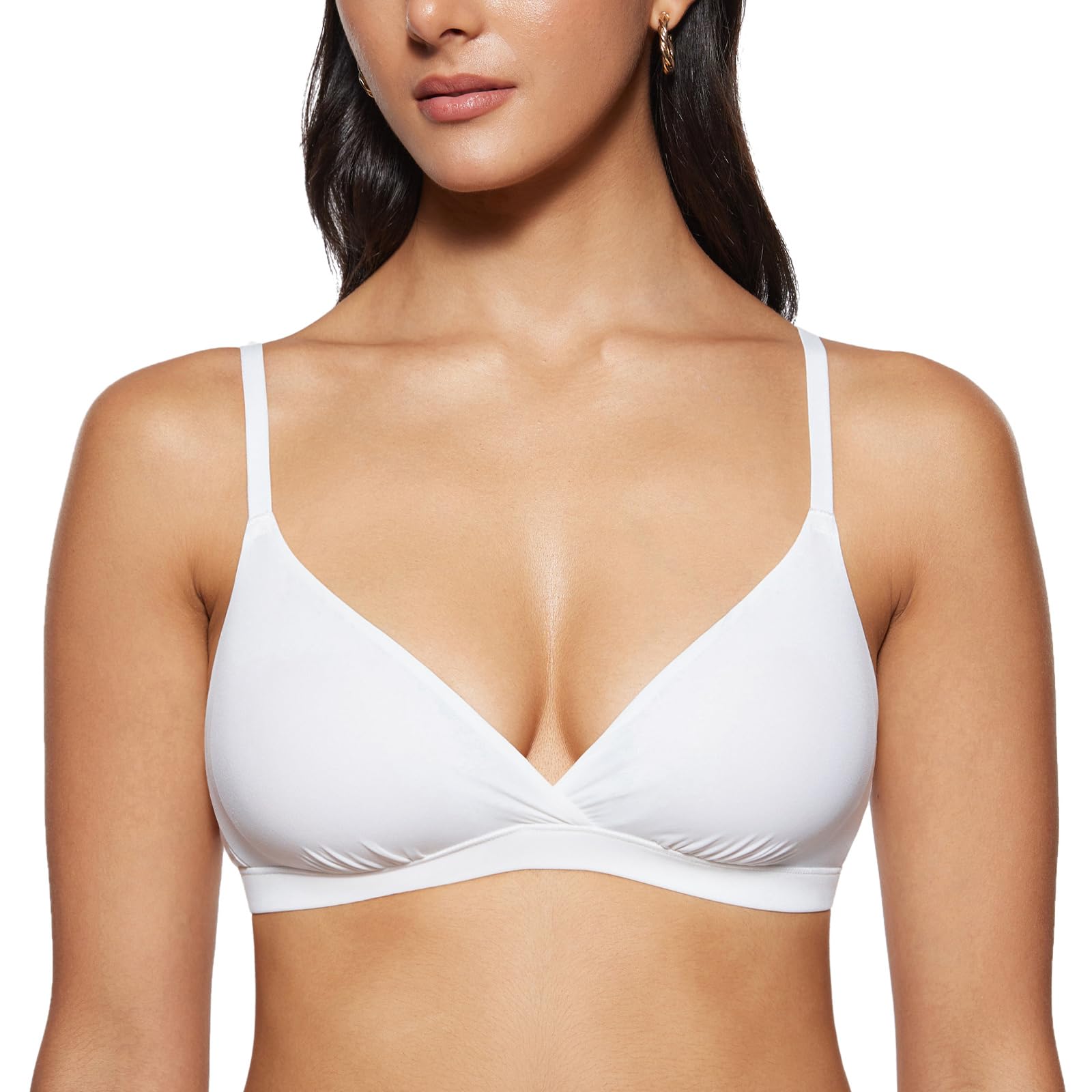 INLYRICWomen's Inbarely Triangle Bralette Comfortable Unlined V Neck Wireless Smoothing Bra Top Stretch