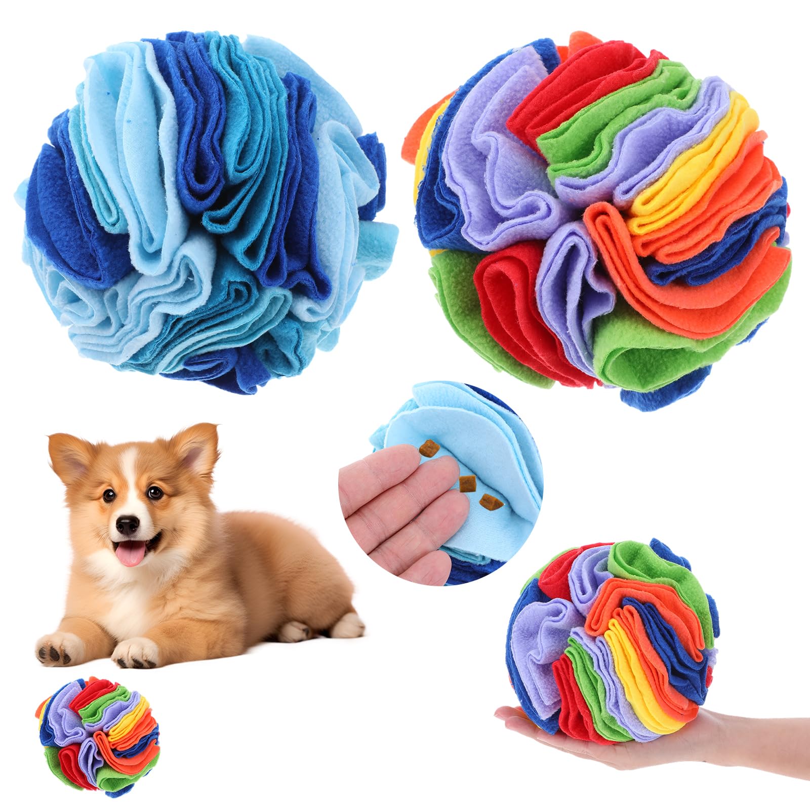 2 Packs Snuffle Ball for Dogs - Sniffle Interactive Treat Ball Stress Relief Slow Feeder Puzzle Toy for