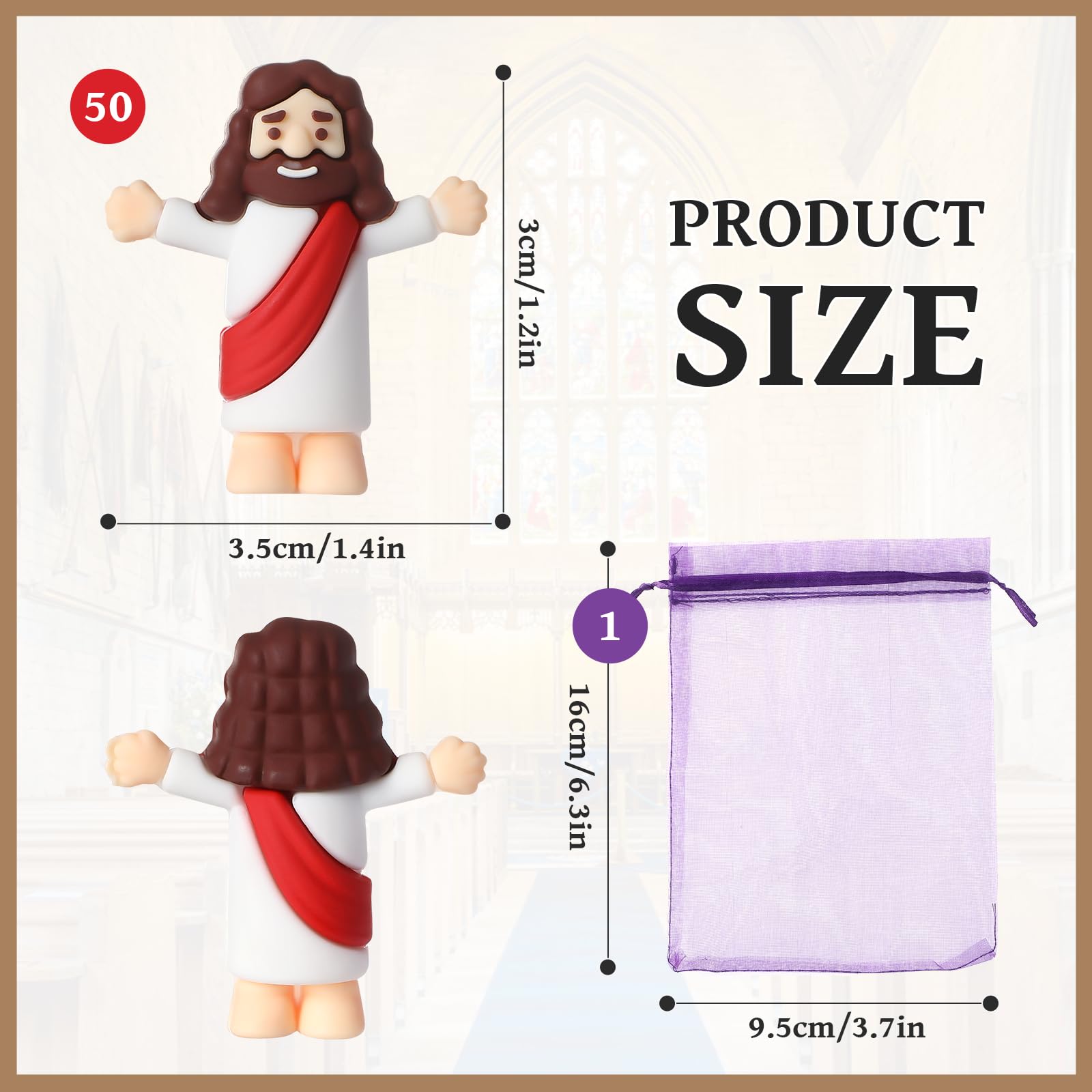 48 Pcs Mini King Cake Baby Jesus Figurines - 1.5 Inch Mardi Gras Cake Toppers With Gift Bag
