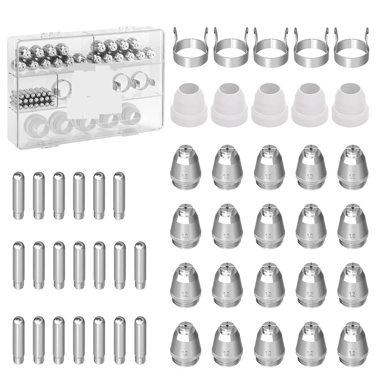 Maryear Ag60 Kit Plasma Cutter Consumable 50Pcs Ag60 Plasma Cutting Torch Consumables Kit Electrode Sheild Cups Nozzles Tips Cutter Accessories