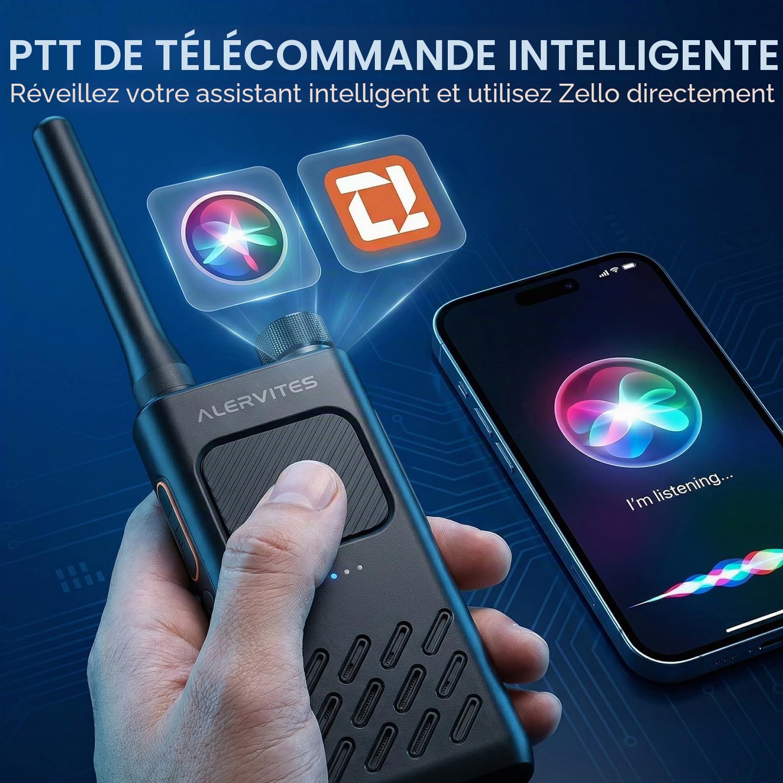 AT2 Talkie-Walkie UHF avec Messagerie Hors-Ligne (Texte & Image), Programmation App sans Fil, Double PTT, 30 Canaux, Batterie 2200mAh, USB-C, Clone Radio, Synchro Canal, 2 Pcs