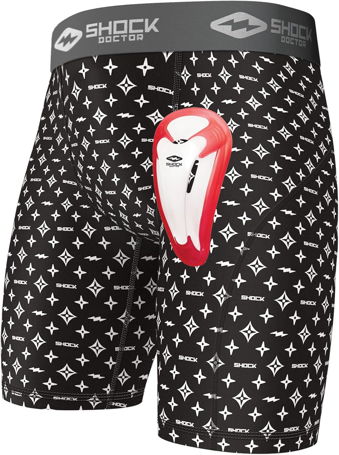 Shock Doctor Compression Shorts with Protective Bio-Flex Cup, Moisture Wicking Vented Protection - Youth