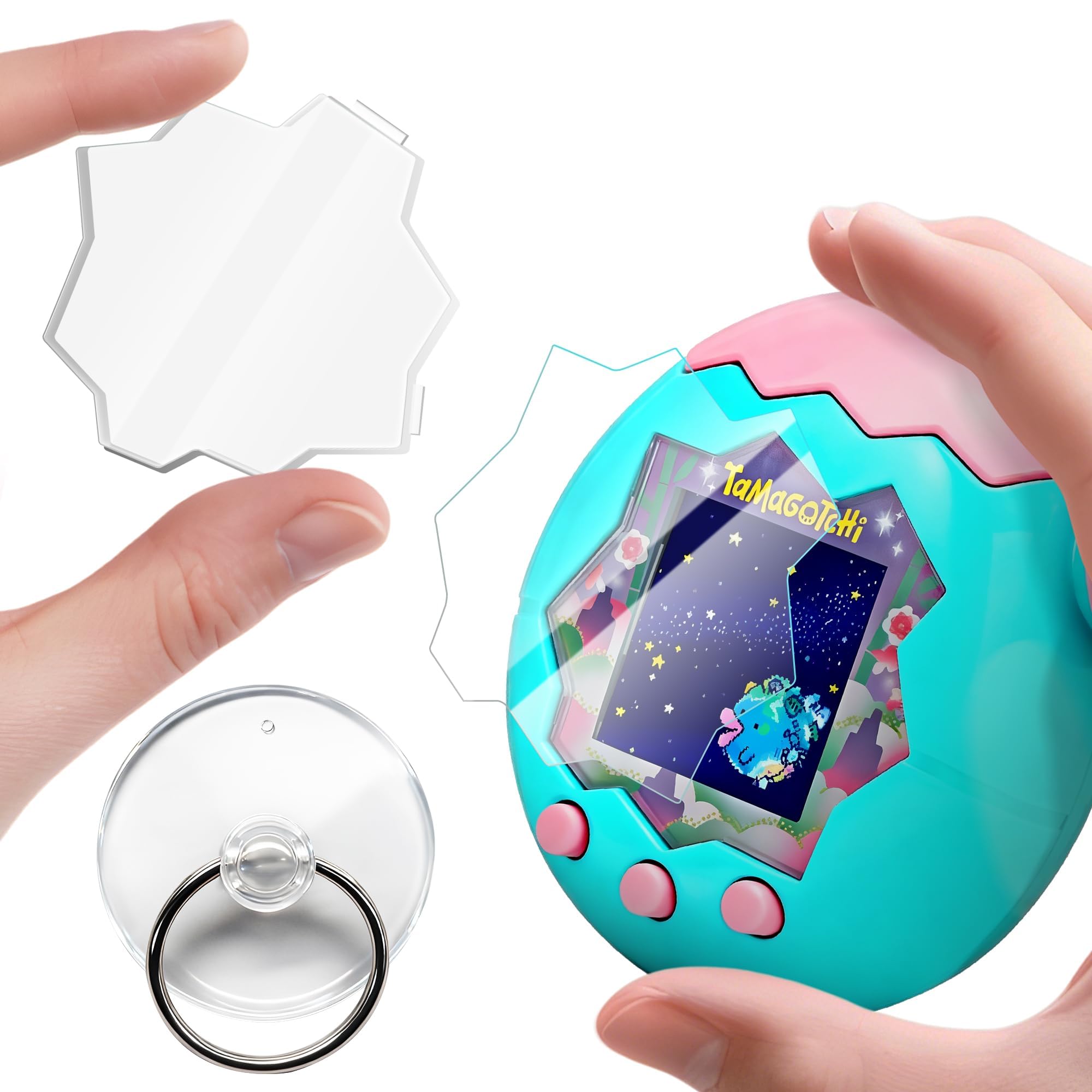 Newzerol【新登場】1個＋1枚 Tamagotchi Paradise保護プレート 交換用画面 たまごっちパラダイススクリーンプロテクター PC素材 フィルム付き PET素材 耐久性 すり傷防止 スクリーン保護 吸盤ツール付き ガイド動画説明 交換便利 透明