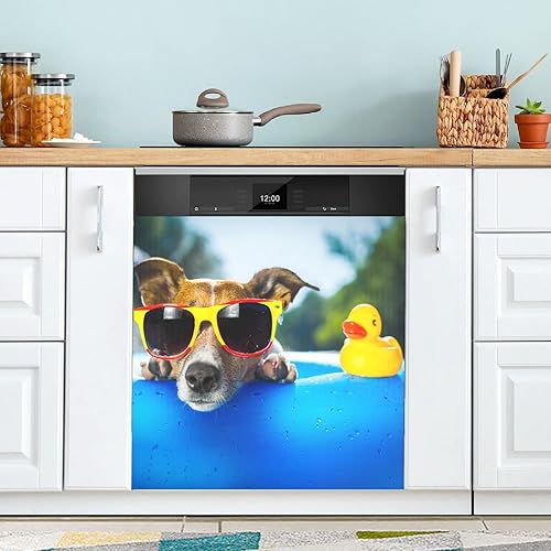 susiyo Calcomanía magnética para panel de lavavajillas de verano para perro, calcomanías magnéticas para decoración de refrigerador, lavadora y
