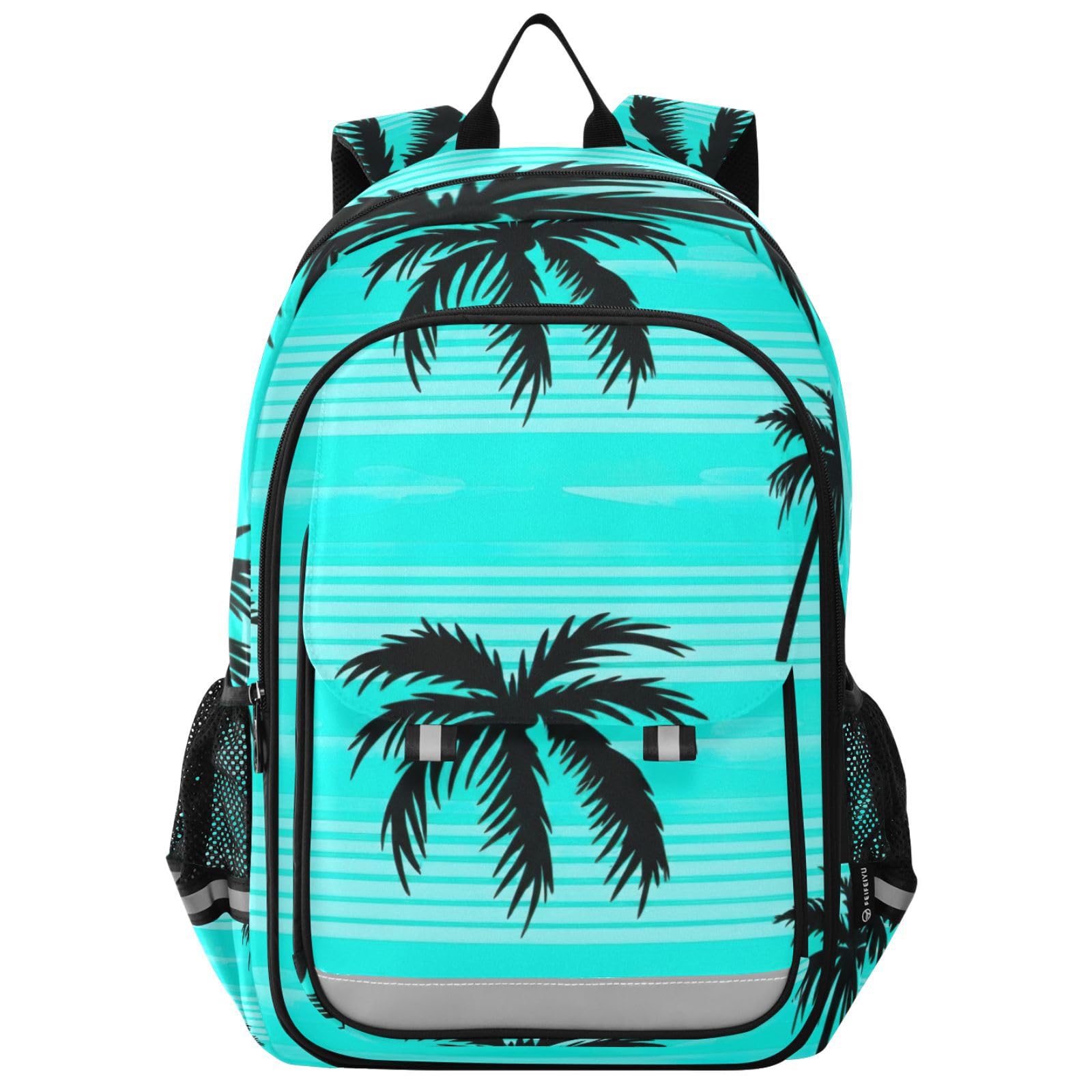 RPLIFE Palm Trees Turquoise Kids Book Bags, Kids Backpack Girls Elementary School, Cool Boy Backpacks