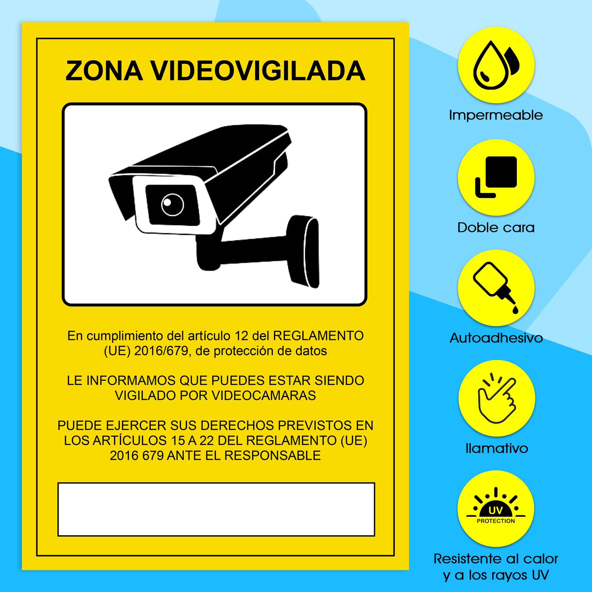 2 Carteles De Videovigilancia De 24 Horas Con Estacas, 13 X 13 Pulgadas, Plástico Corrugado