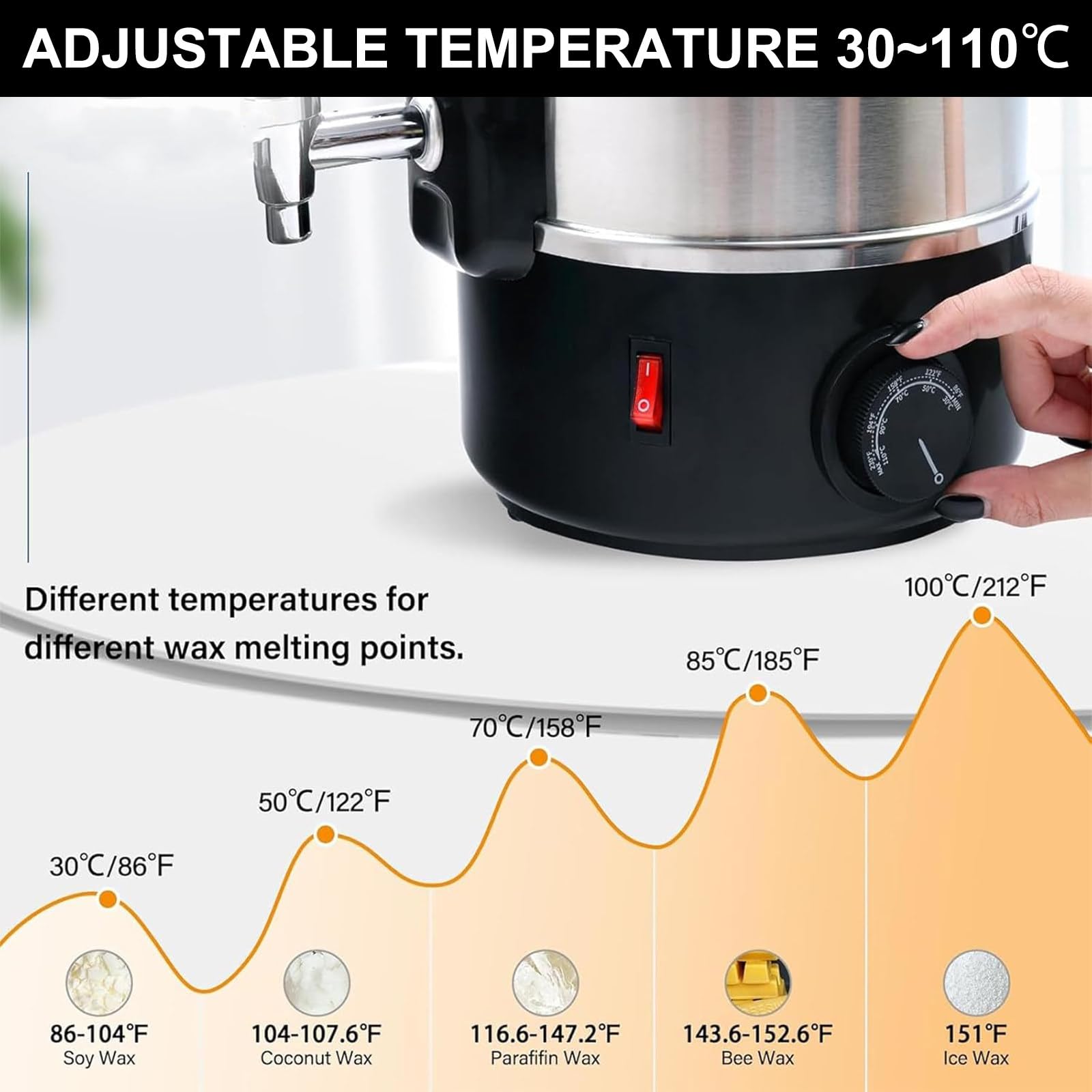 Elektryczny topiący wosk do produkcji świec, 35 l, zestaw DIY z regulacją temperatury 30~110°C, idealny dla początkujących i entuzjastów