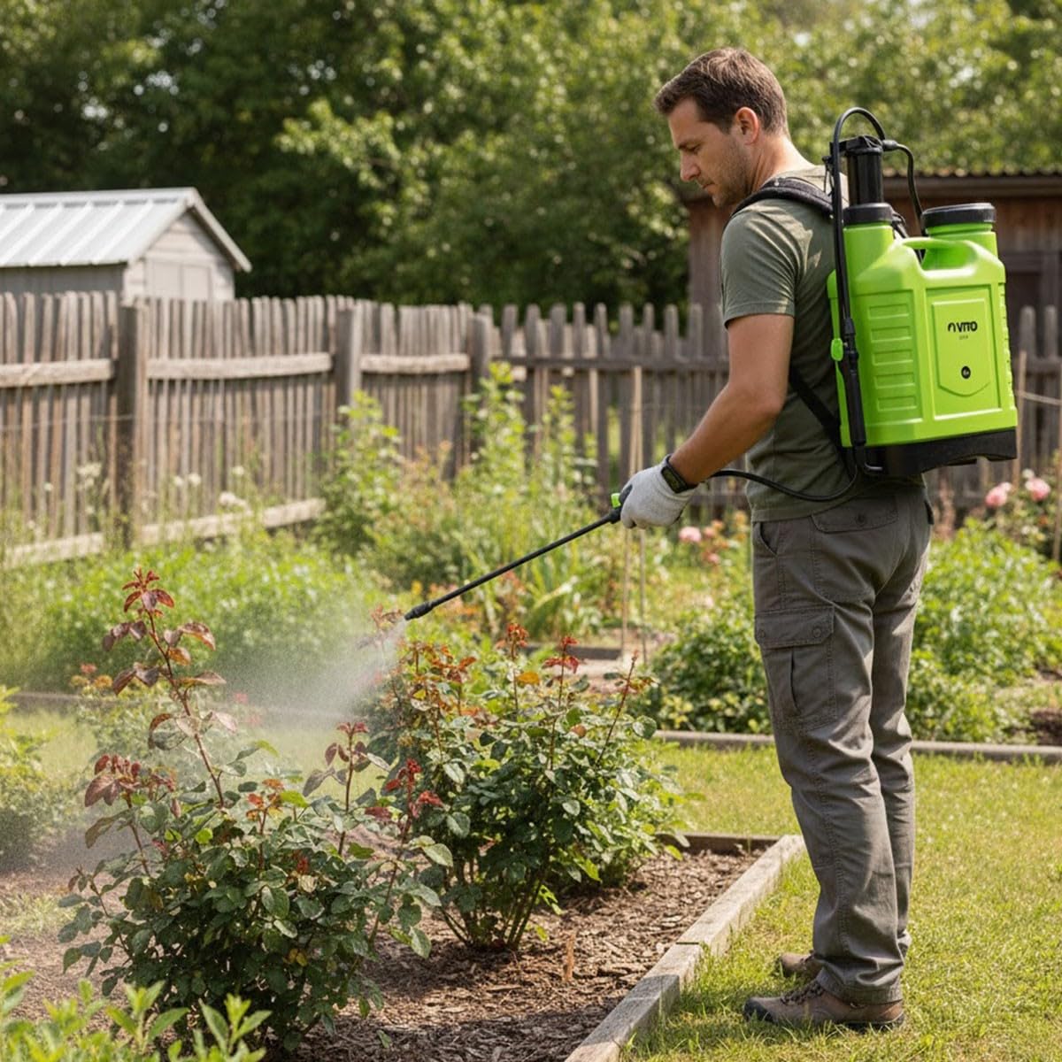 VITO – Pulverizador de espalda 12 L Presión manual Spray y Jet Vegetales y Jardines Accesorios 3 boquillas