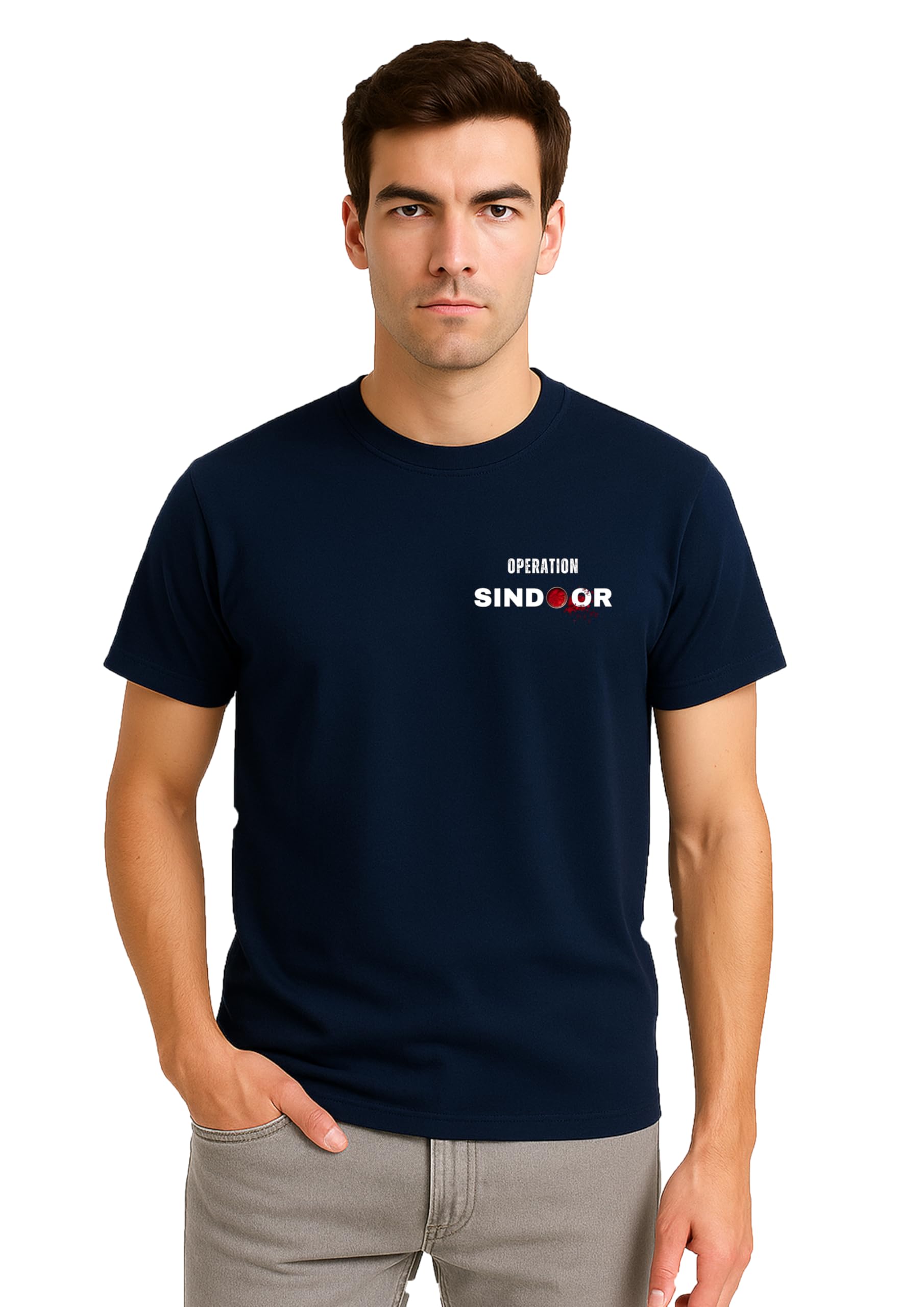 AG3 T-Shirts Men Cotton Half Sleeve Round Neck Stylish Mens Casual Wear Operation Sindoor T Shirt HSR-0007