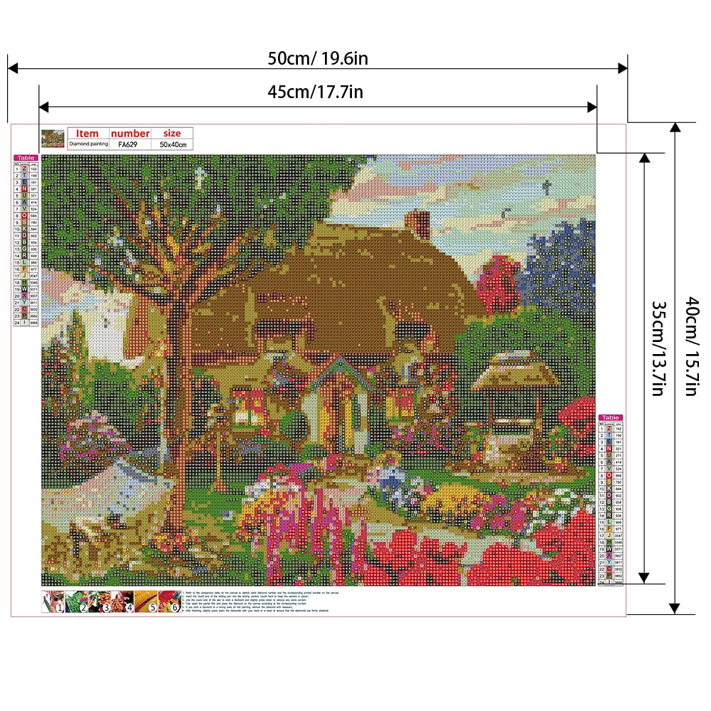 DCIDBEI DIY Diamond Painting 50x40 Cm – Herbst Landschaft, Mit Strasssteinen & Werkzeug