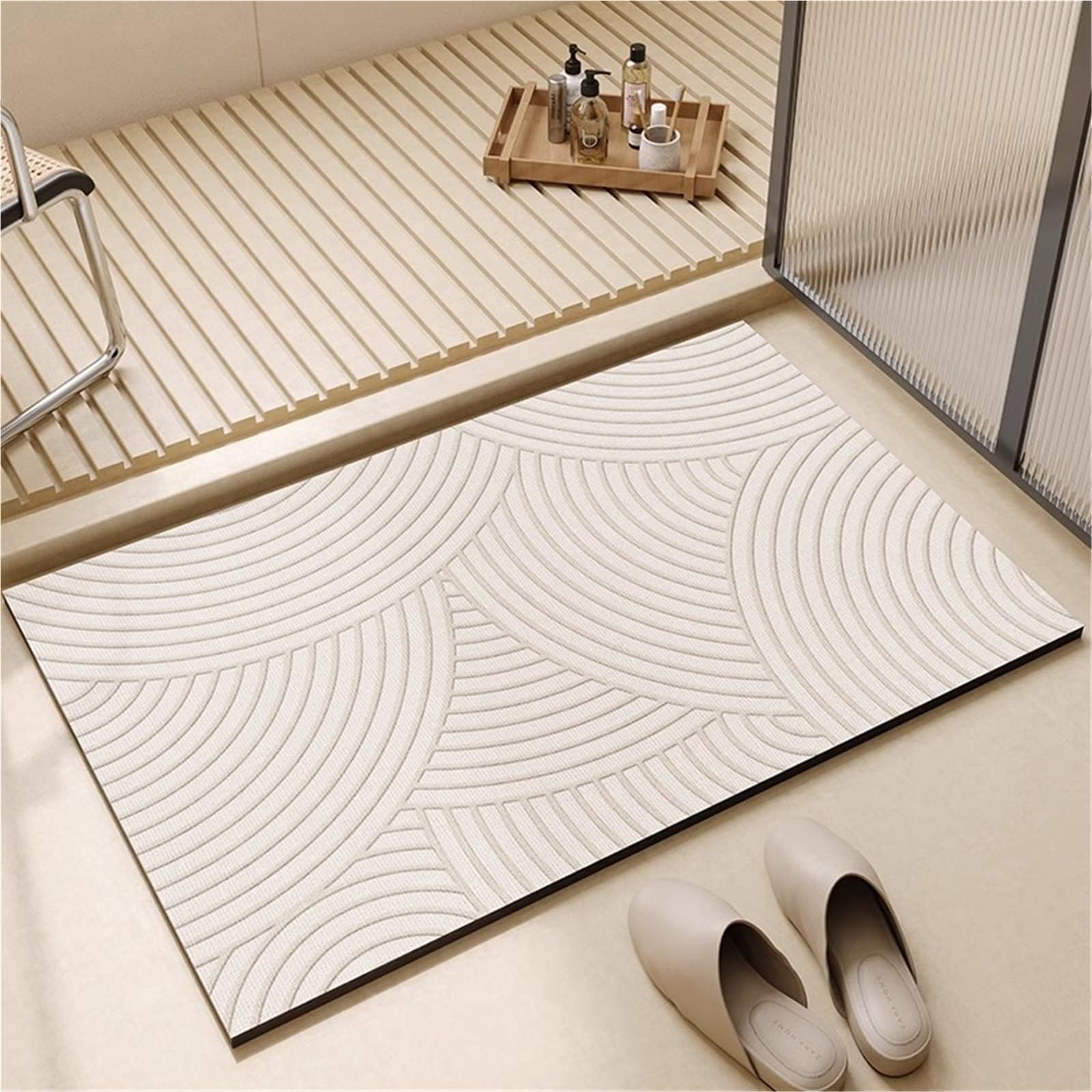 Tapis de bain en diatomée absorbant pour éviter les sols glissants