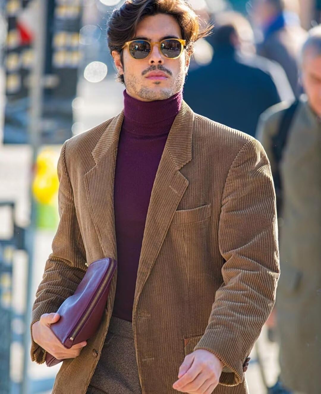 Wangyue Mens Corduroy Blazers Men Casual Blazer Jacket Vintage Slim Fit Three-Button Notch Lapel Suit Jacket Sport Coat