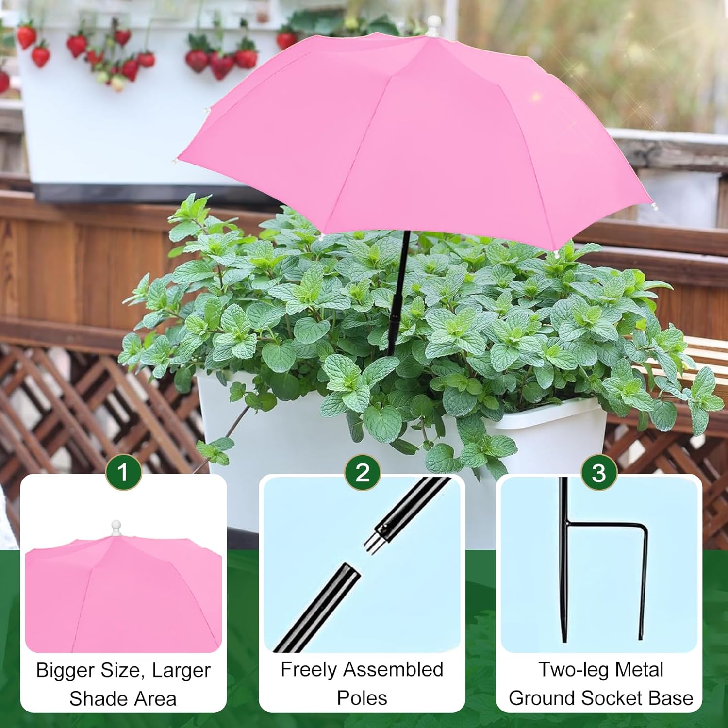 Plant Shade Umbrella for Outdoor Plants, 3 Pack 23.6" Sun Protection Covers for Potted Plants, Garden Bed & Patio Flowers, Colorful Shade for Balcony Backyard Plants