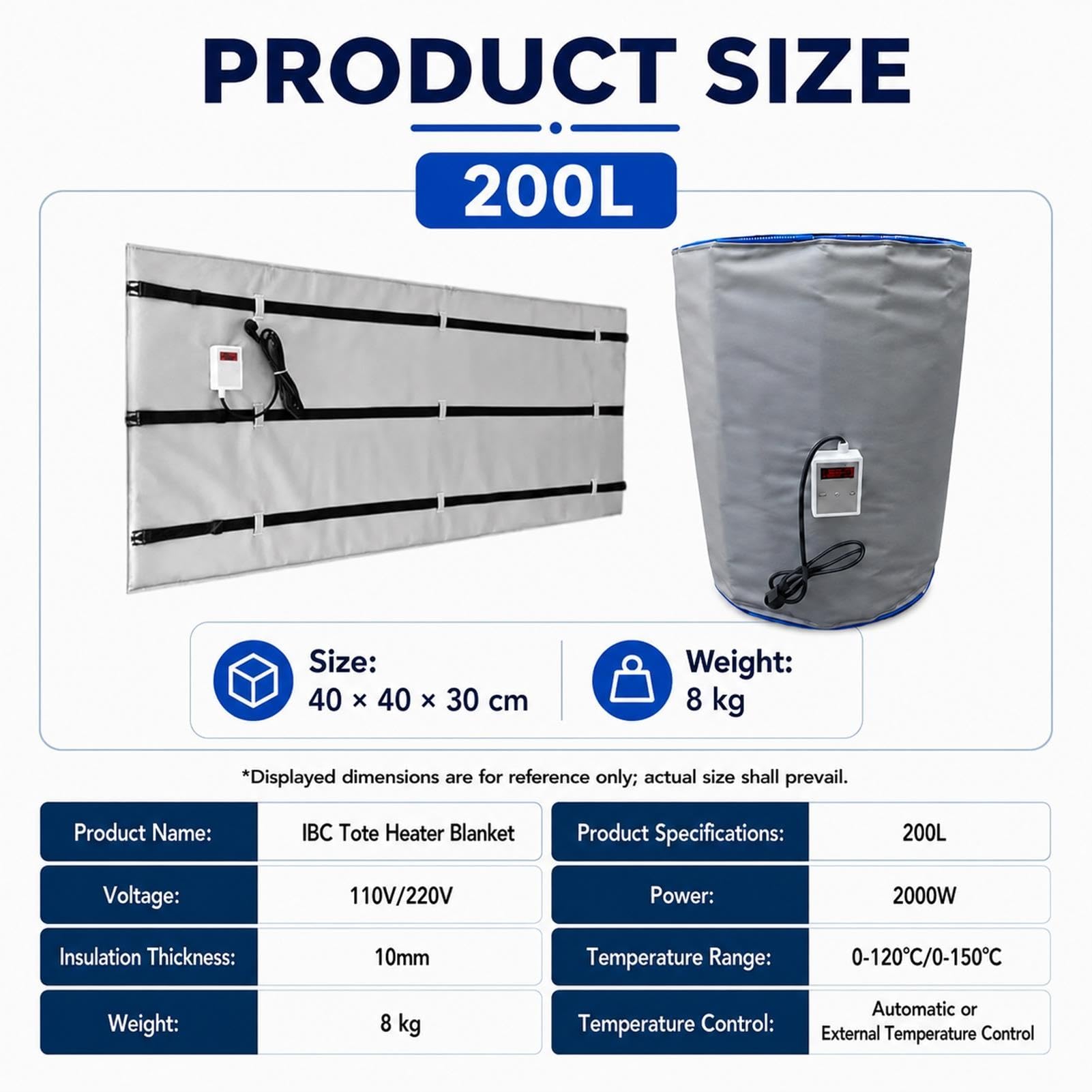 200L/1000L Fassheizdecke,Tragbare IBC/Öltank Heizdecke,Ölfass Heizdecke