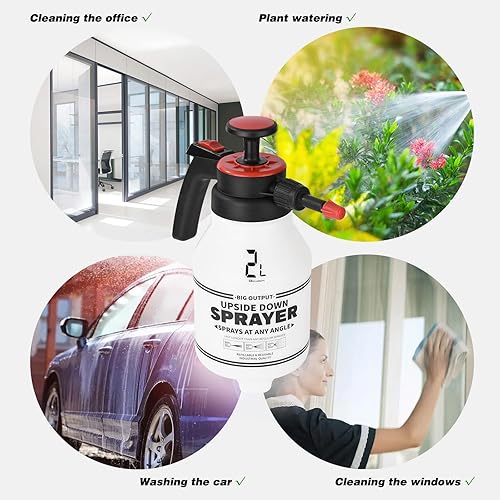 Miniatura 6 de FOSHIO Pulverizador de bomba de jardín de 0.53 galones, botella portátil de agua a presión con bomba de mano de 2 litros con boquilla ajustable y