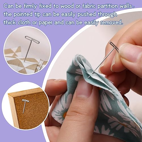 Miniatura 5 de 120 pasadores en T de acero inoxidable, pasadores de costura de 1 pulgada para tejer, ganchillo, modelado, manualidades y peinado de pelucas