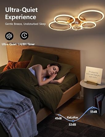 Ceiling Fan with Light Compatible with Alexa, 100cm Living Room Ceiling Fan Light, Silent Timer Dimmable Reversible Ring Smart Fans with Lamps, Gold [Energy Class F]