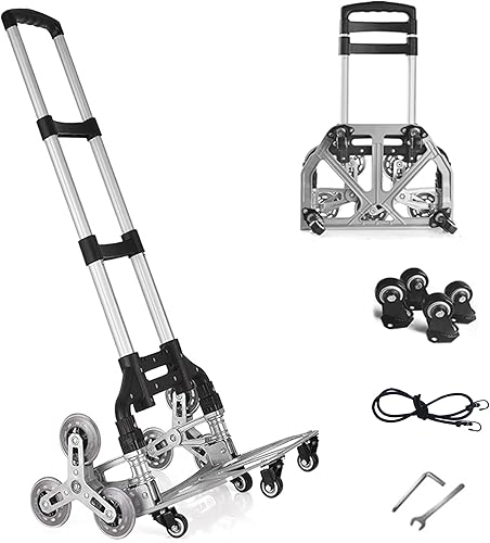 FUVLFAL Carrito de escalada de escaleras, carrito de mano plegable, carrito de compras de comestibles con ruedas silenciosas, capacidad de peso de