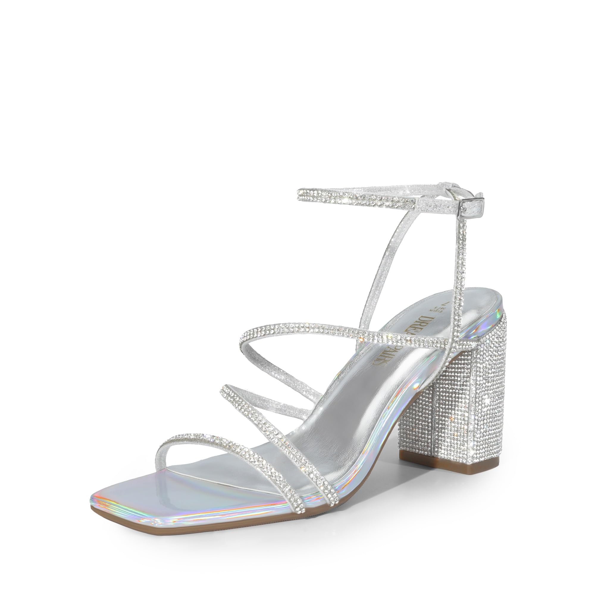 DREAM PAIRSWomen's Heels Chunky Block Strappy Square Open Toe Ankle Buckle Heeled Sandals Wedding Party Dress Shoes Indie