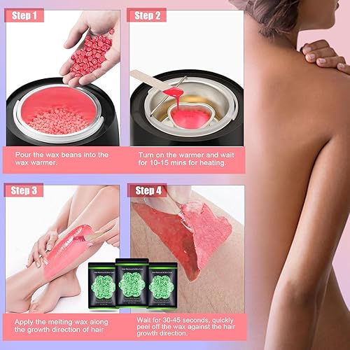 Miniatura 9 de Cuentas de cera para depilación de 10.5 onzas10.58 oz, granos de cera dura Auperwel para brasileños, cara, bikini, cejas, piernas, en casa, sin