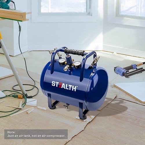 Miniatura 2 de STEALTH Tanque de aire, tanque de aire de alta presión de 10 galones con presión máxima de 225 psi, ideal para trabajos de inflación, Blue-Saa-110T