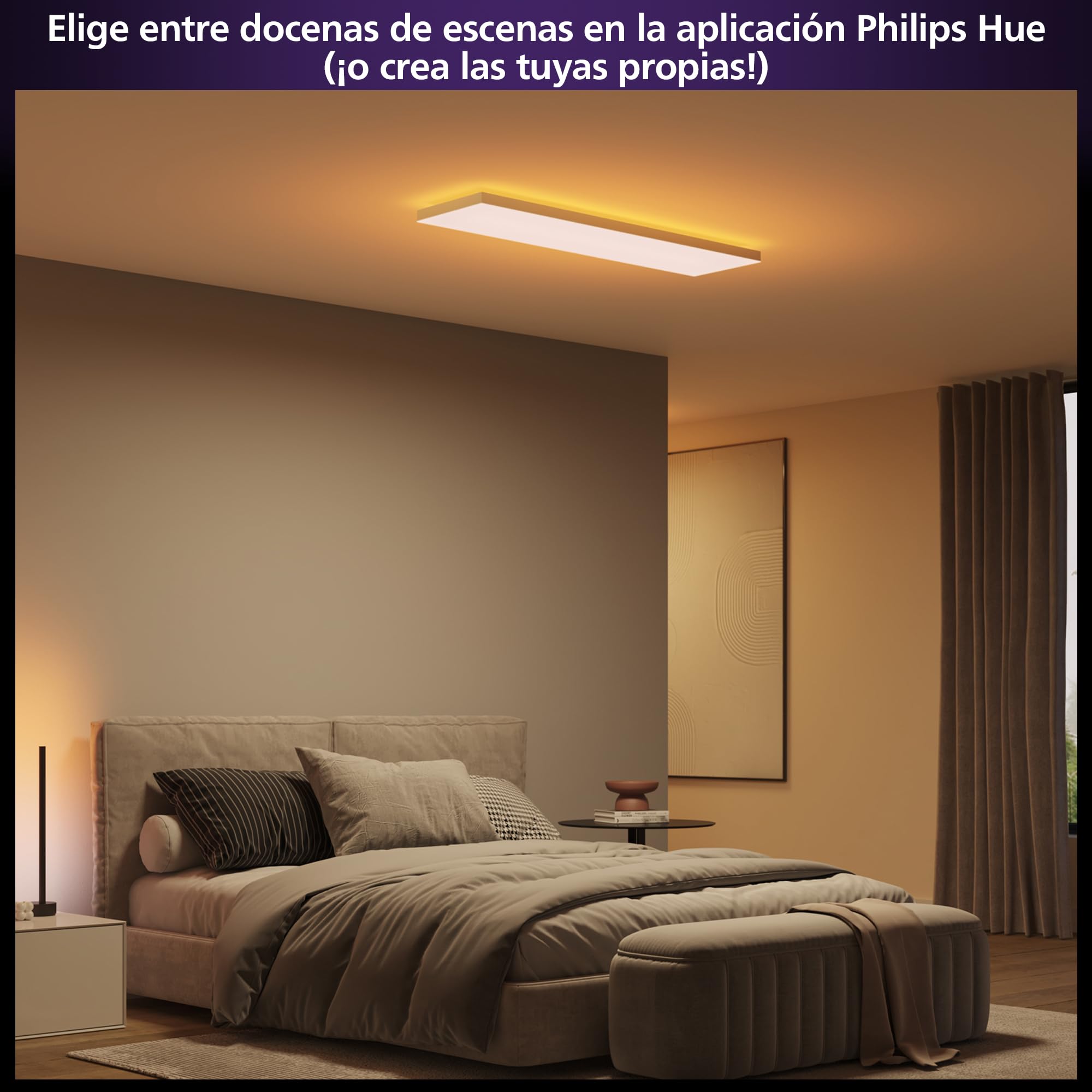 Philips Hue Datura Panel LED Inteligente (rectangular 30 x 120 cm), luz blanca y de color, compatible con Bluetooth, control por voz con Alexa, Apple Home y Google Assistant