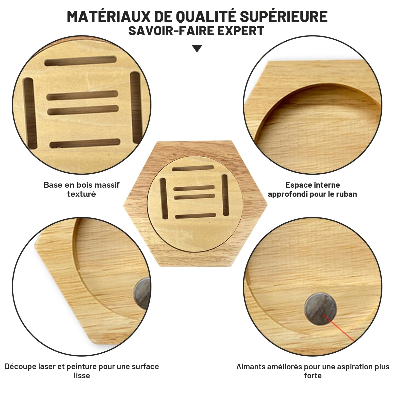 Porte-médailles avec présentoir, porte-médailles de course, support en nid d'abeille pour mur - Idéal pour les sports, les marathons et les championnats - Élégant coffret à médailles en bois