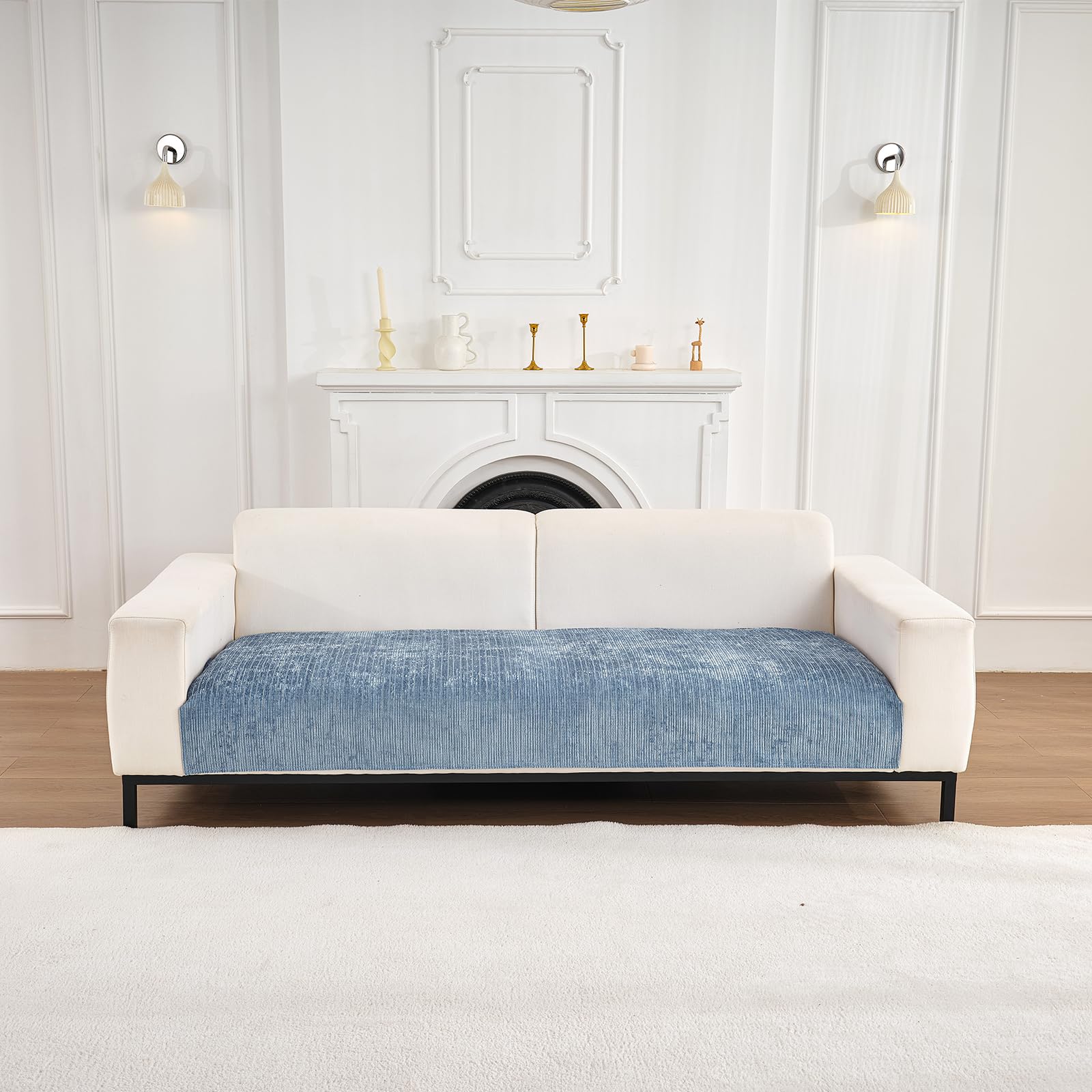 Topchances Soft Chenille Sofa Cover - New Non-Slip Sofa Covers 1 2 3 Seater, Couch Covers for Sectional Sofa, Universal Couch Cover, Sofa Cover L Shape Furniture Protector for Living Room (Blue)