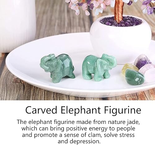 Miniatura 3 de Watris Veiyi Figura de elefante de jade natural de 2 pulgadas decoración de elefante verde elefante de piedra natural figura de elefante tallado