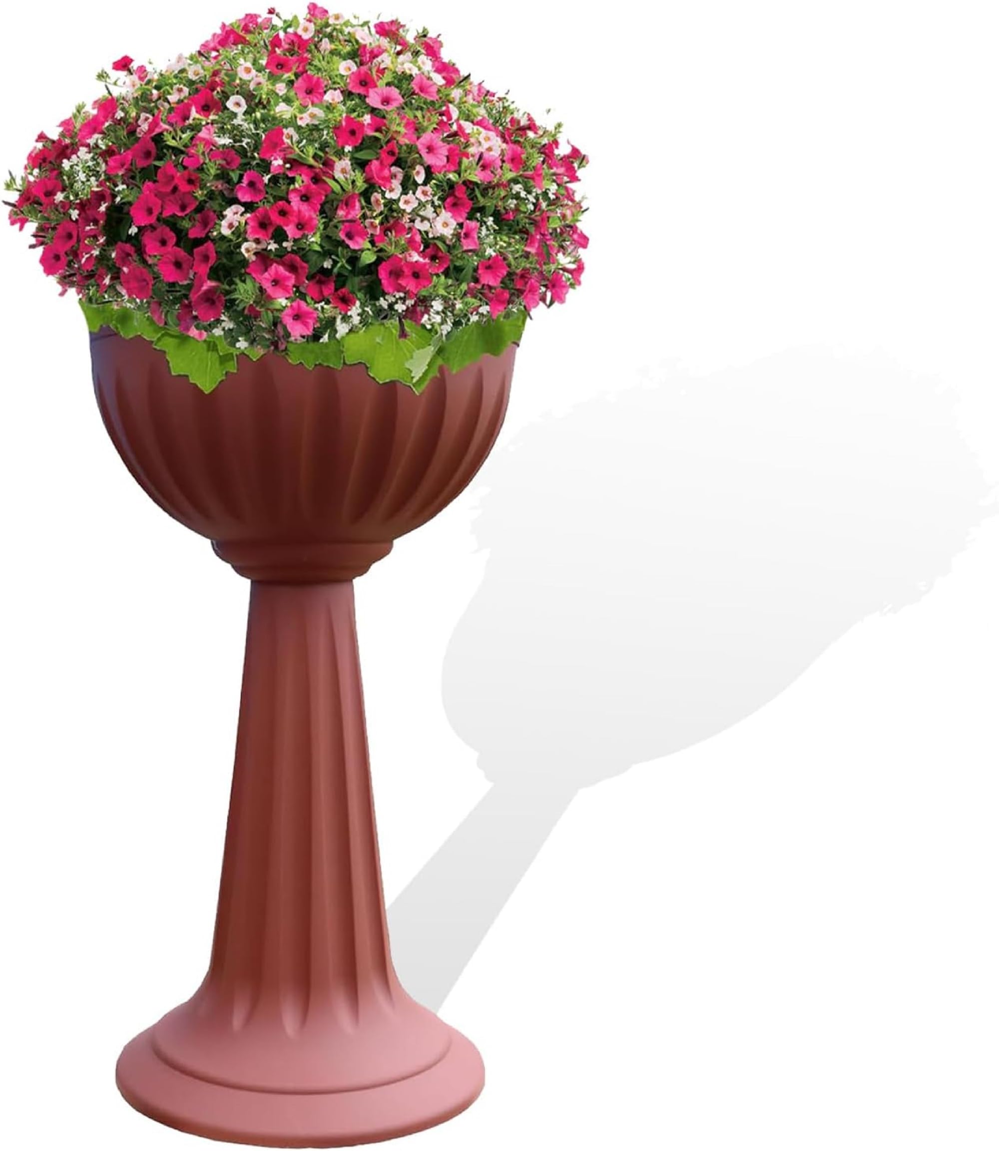 ELMORAZ Large Urn Plant Pot Stand, Outdoor Garden Planters, Flower Pots Indoor, Tall Planter No Drainage Holes Strong Plastic Black Plant pots Outdoor Large Planters Urns 75cm Tall (Terracotta, 1)