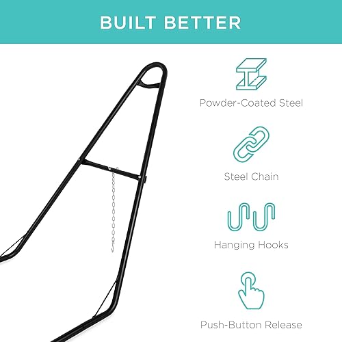 Miniatura 3 de Best Choice Products Soporte universal para hamaca con capacidad de peso de 450 libras, acero resistente a la intemperie para hamacas de 9 a 14 pies