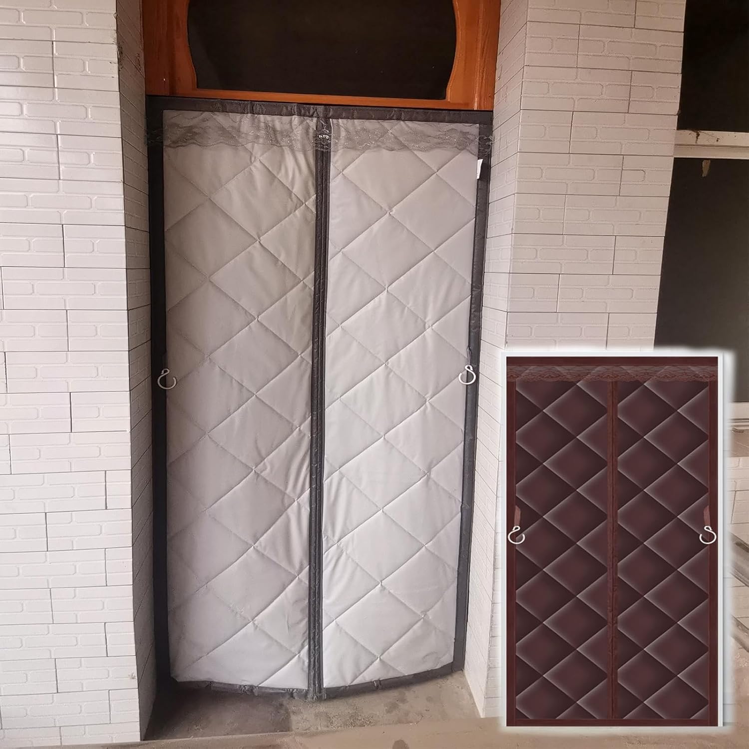 Front Door Windproof Quilts 67x98 in / 170x250 cm Coffee Color, Close