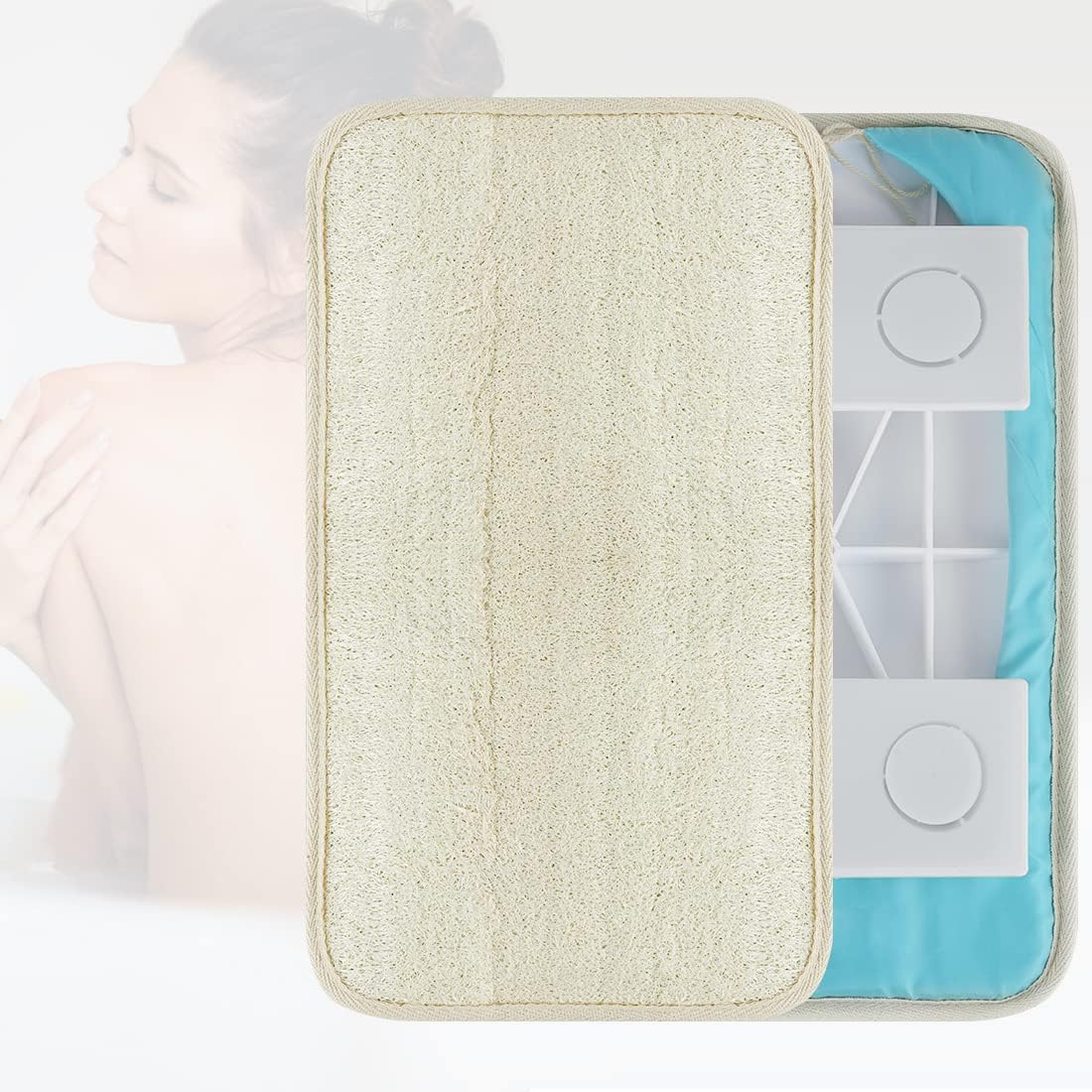 Back Scrubber for Shower, Hands-Free Exfoliating Back Loofah Body Sponge Scrubber, Wall Mounted Back Scrubber for Shower for Men Women (Self-Adhesive Sheet or Suction Cup)
