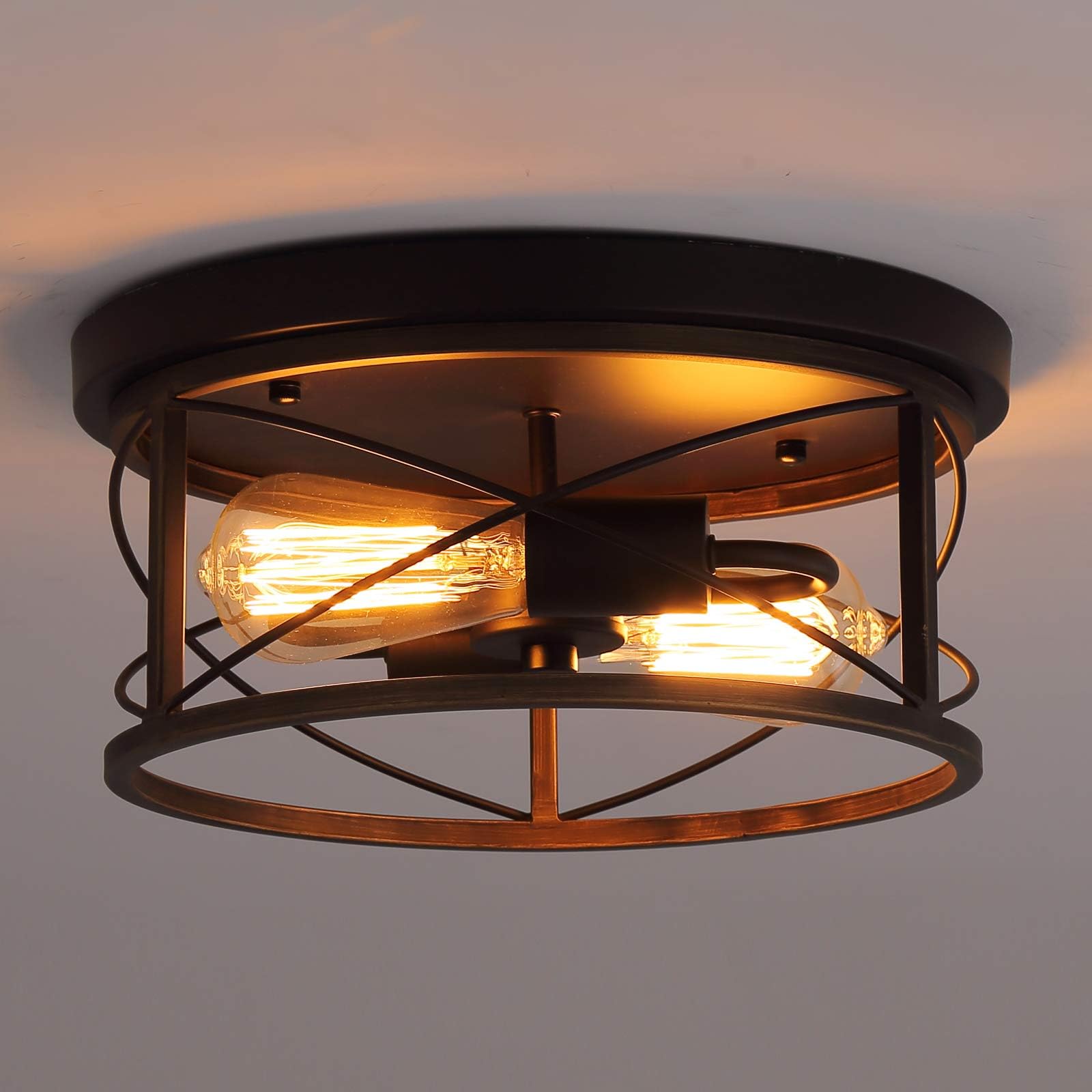 Franklin Iron Works Eagleton Rustic Farmhouse Ceiling Light Flush-Mount ...