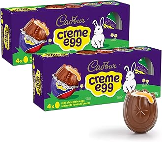 Cadbry Creme Eggs Chocolate Easter Candy 2 Packs - Individually Wrapped Milk Chocolate Eggs With Fundant Filling For Easter Baskets, Egg Hunts, and Springtime Treats - 8 Pieces