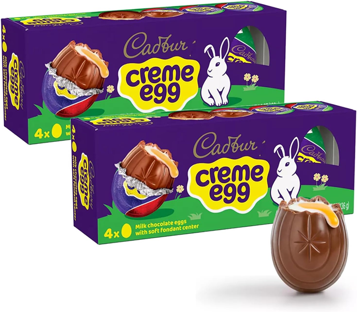 Cadbry Creme Eggs Chocolate Easter Candy 2 Packs - Individually Wrapped Milk Chocolate Eggs With Fundant Filling For Easter Baskets, Egg Hunts, and Springtime Treats - 8 Pieces