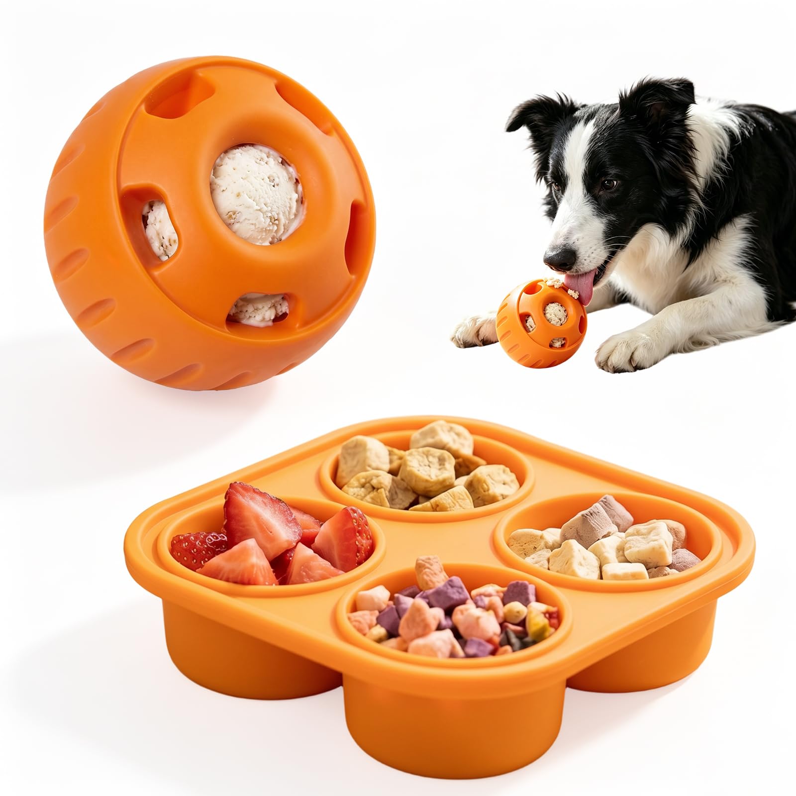 2Pcs Dog Frozen Treat Toys Rubber Puzzle Slow Feeder for Aggressive Chewer