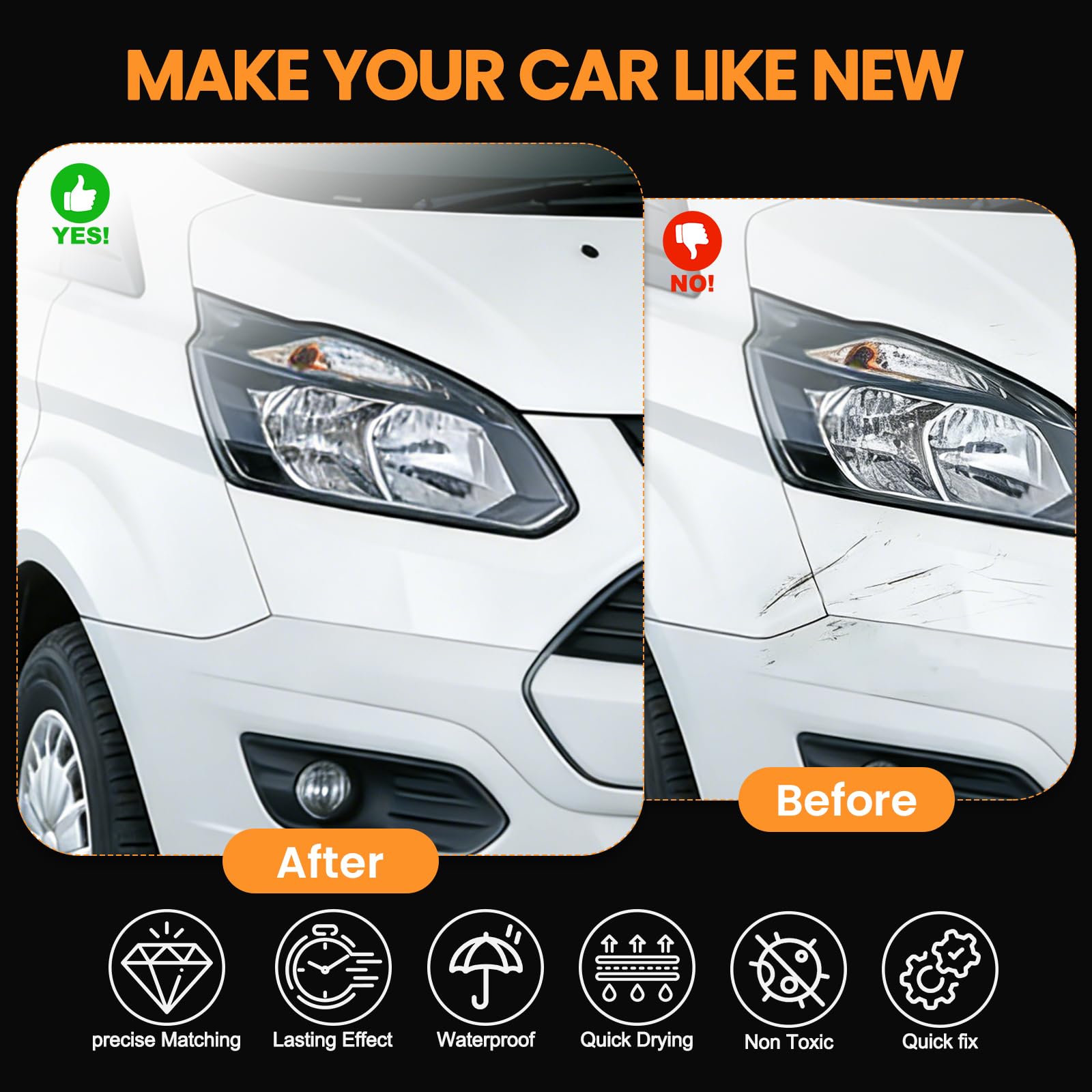 Jet Black Mica(41W) Touch Up Paint Compatible with MAZDA,2-In-1 Car Scratch Remover Pen,Car Paint Scratch Repair Kit for Scratches,Chips & Nicks,2-PCS SET - 4