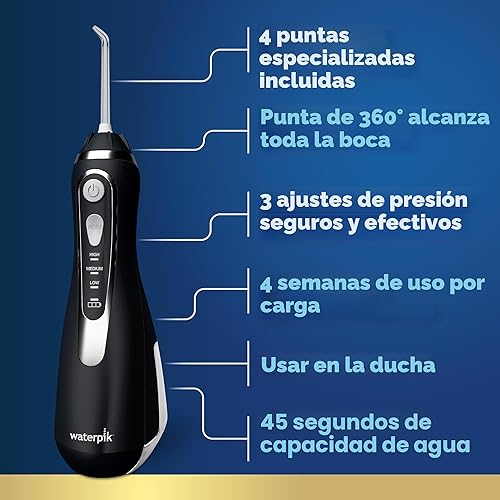 Miniatura 2 de Waterpik Irrigador dental inalámbrico Advanced 2.0 para dientes, encías, brackets, cuidado dental con bolsa de viaje y 4 puntas, aceptado por