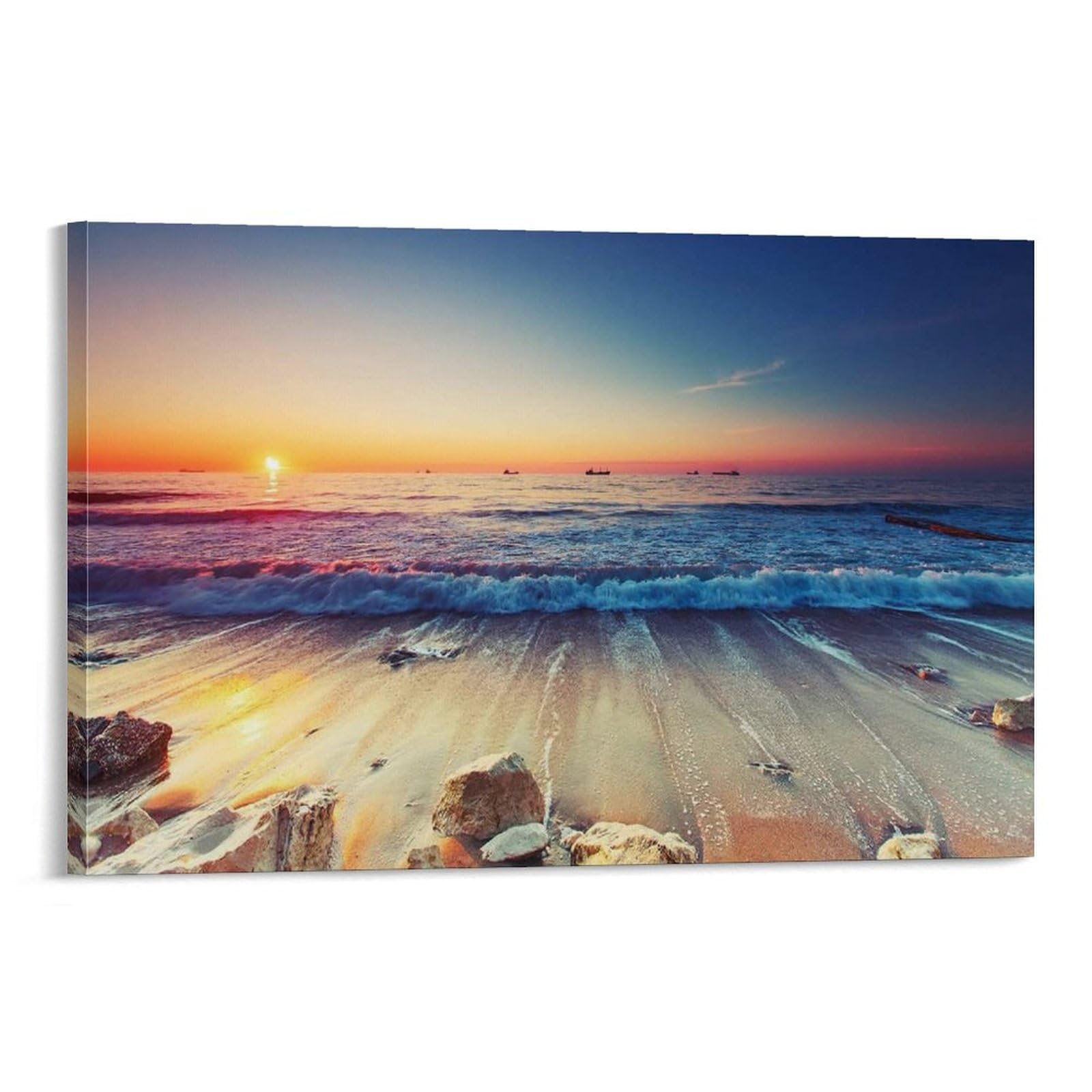 海と空の風景 油絵　ハンドメイド　インテリア　キャンバス　風景画　海　朝日 海と空の風景 油絵 ハンドメイド インテリア キャンバス 風景画