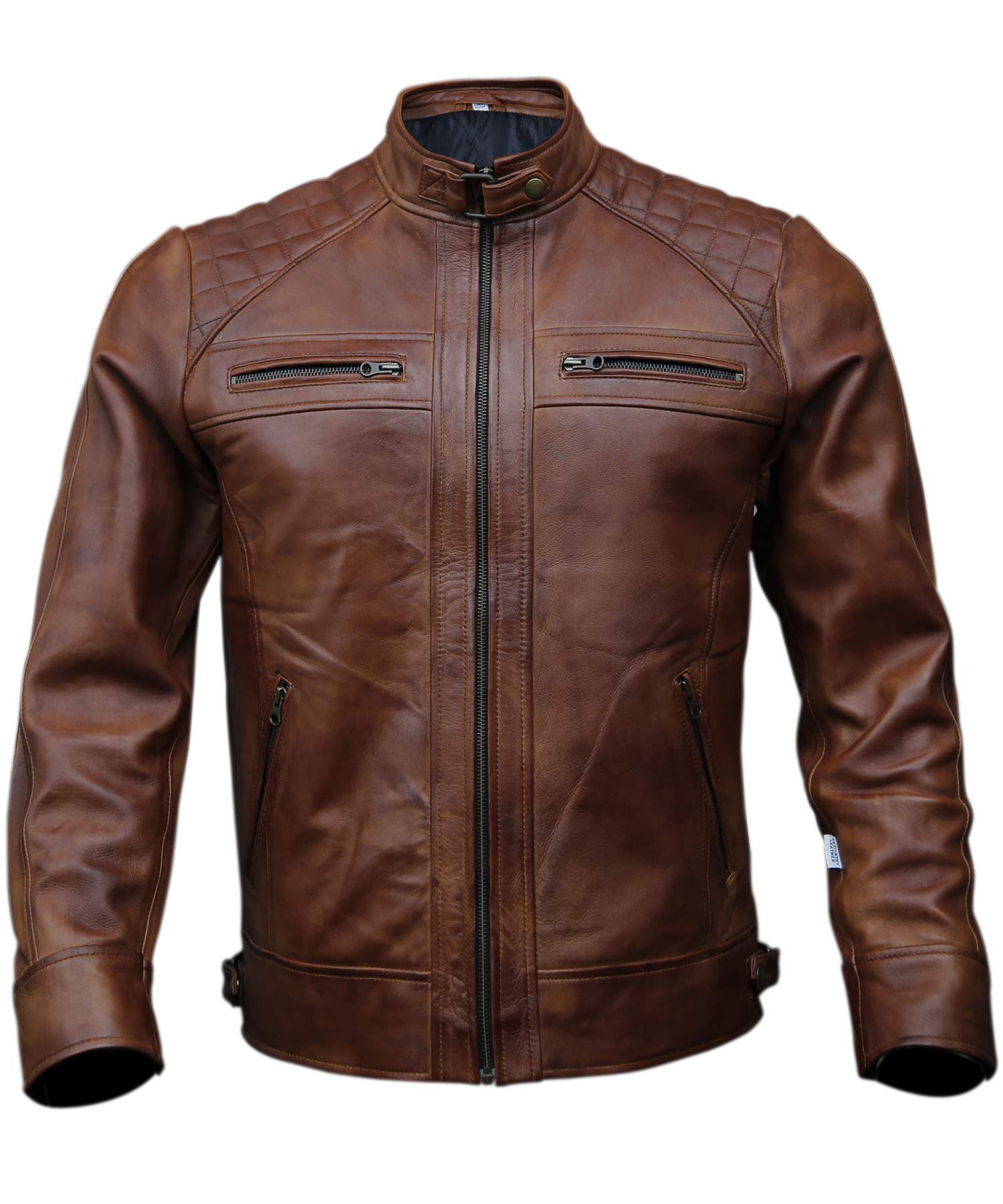 Artistry LeatherMens Genuine Leather Biker Jacket Black | Vintage Brown Distressed Lambskin Motorcycle Jackets for Men