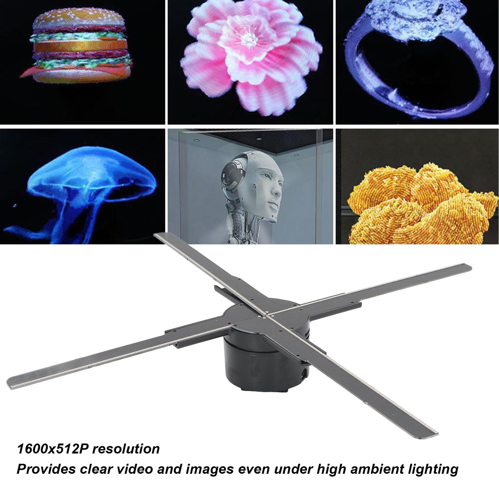 Ventilador Led Holograma 3d , Pantalla De Alta Resolución, 512 Cuentas LED,  Contenido Personalizable, Efectos 3D Superiores, Múltiples Aplicaciones Con  WiFi, Rango Aplicable (EU Ventilador De Holograma 3d, image size:1601x1601