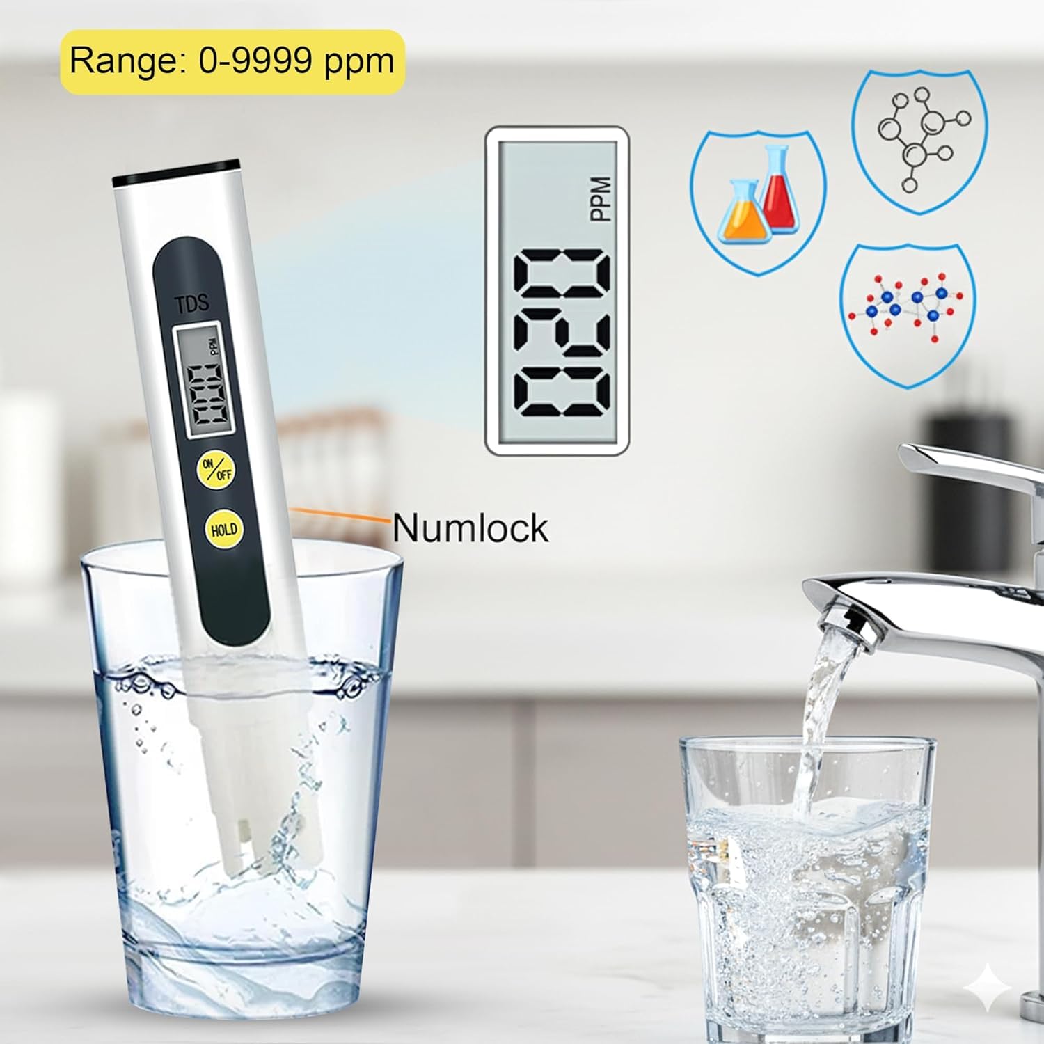 SJ WAVE SUCGLES Digital TDS Meter for Water Testing, Water Quality & PPM Tester with LCD Display for Drinking Water, RO Purifier, Aquarium, Hydroponics, Swimming Pool & Home Use — Amazon image 4