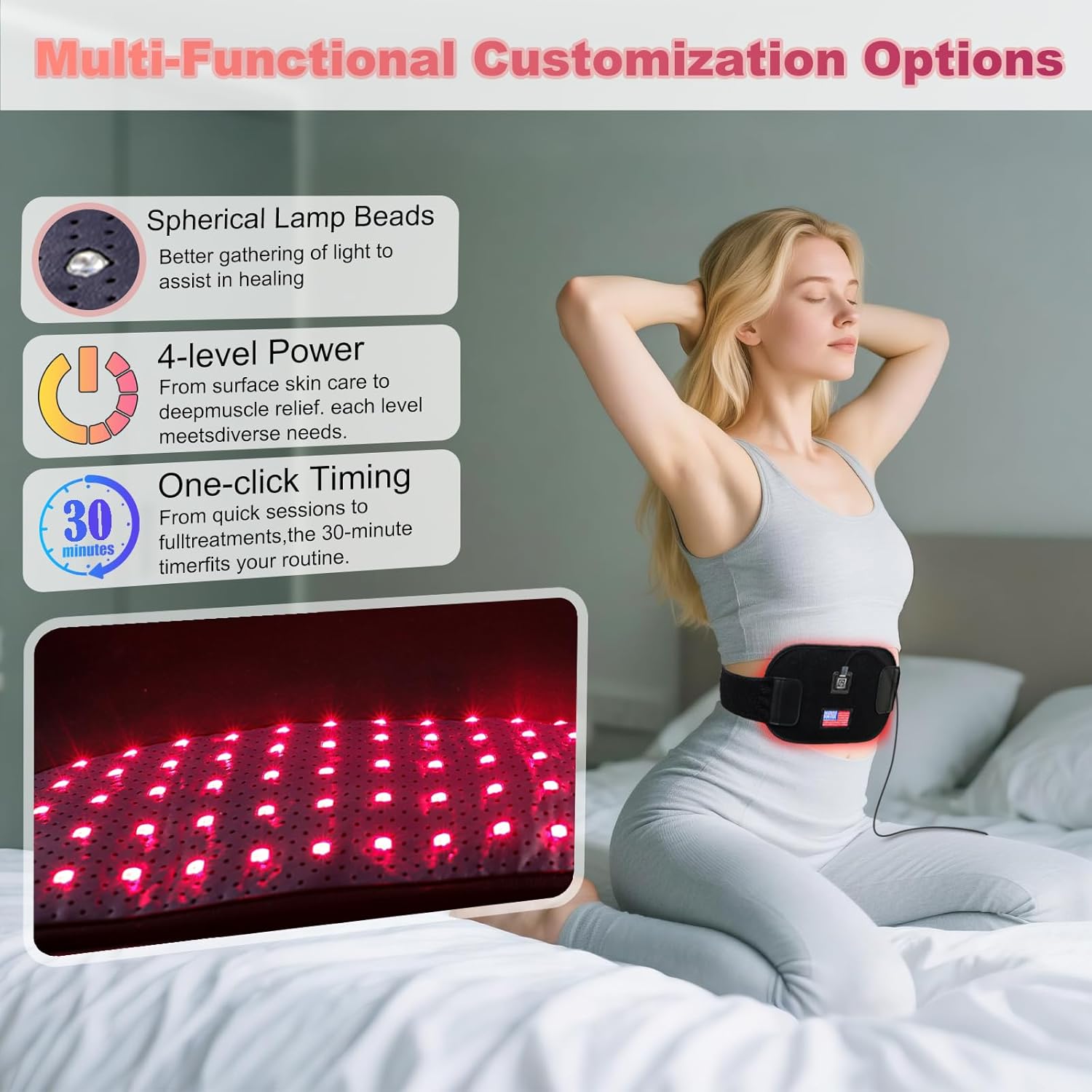 Red-Light-Therapy-for-Body,2026 Upgraded 4 Modes Near Infrared Light for Body Pain Relief,High-Efficiency Spherical Lamp Dual-Wave(660nm&850nm)LEDs,Corded-electric for Effective Therapy(12.4 x 6.1)