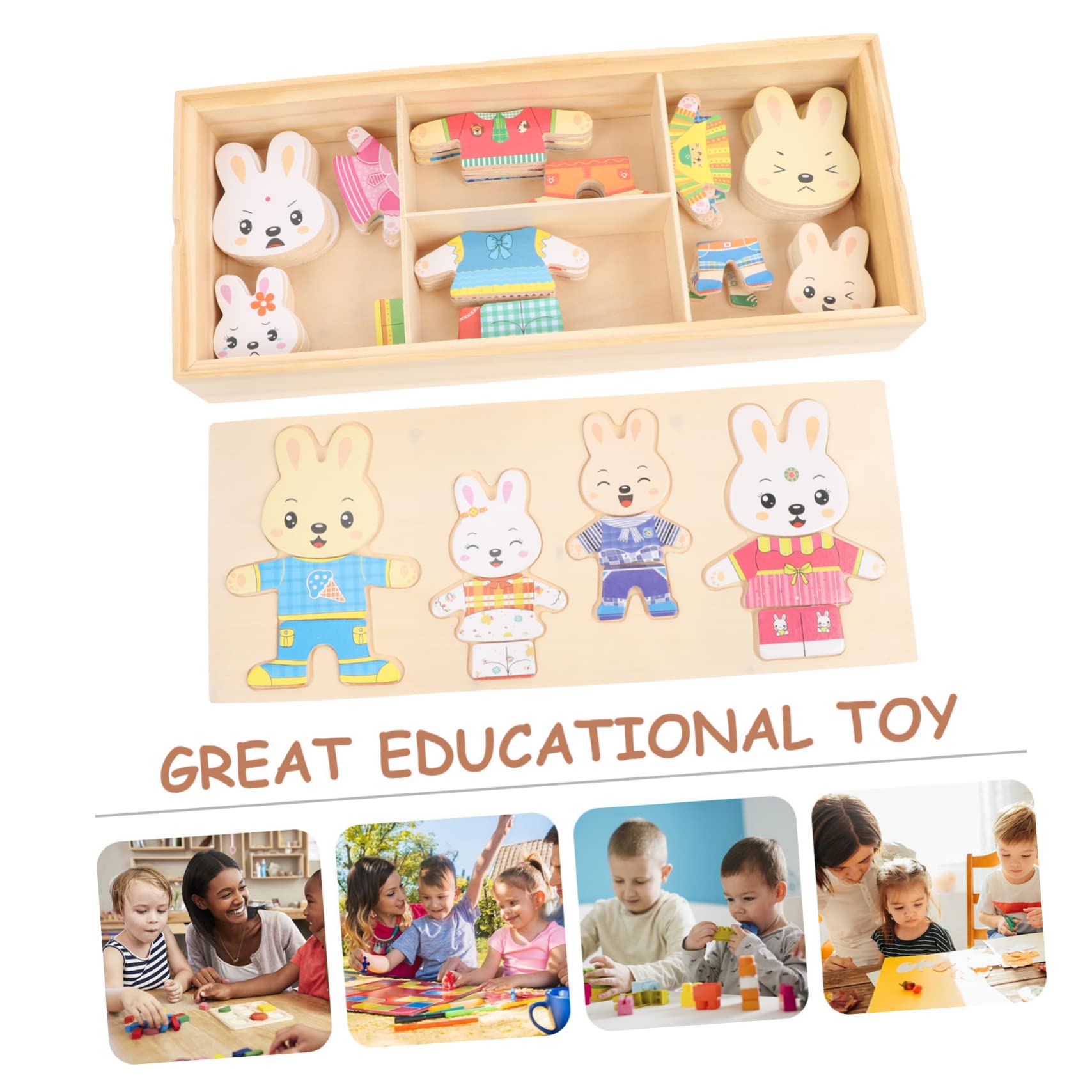 Beaupretty Rompecabezas De Animales De Madera para Niños, Pequeño, Educativo, Cambio De Ropa De Conejito, Desarrollo Motor, Juego Interactivo para Aprendizaje y Diversión,