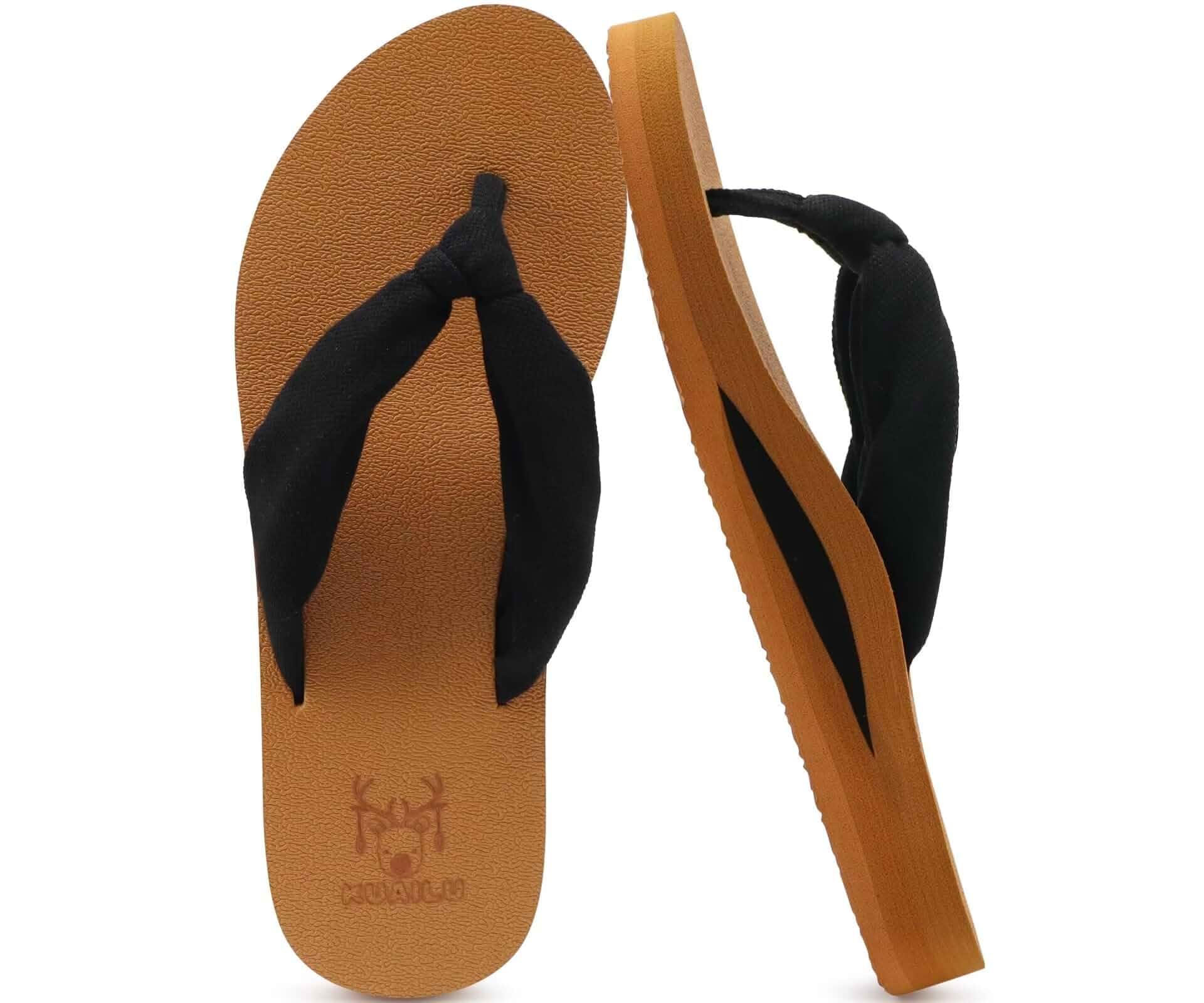 KuaiLu Flip Flops for Women with Arch Support Summer Beach Thong Sandals Comfortable Yoga Mat Walking Shoes Cushion Slip On Casual Outfits Indoor Outdoor