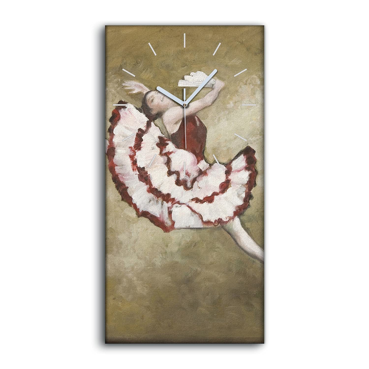 Horloge sur toile 30x60cm de ballet espagnol avec des mains blanches silencieuses