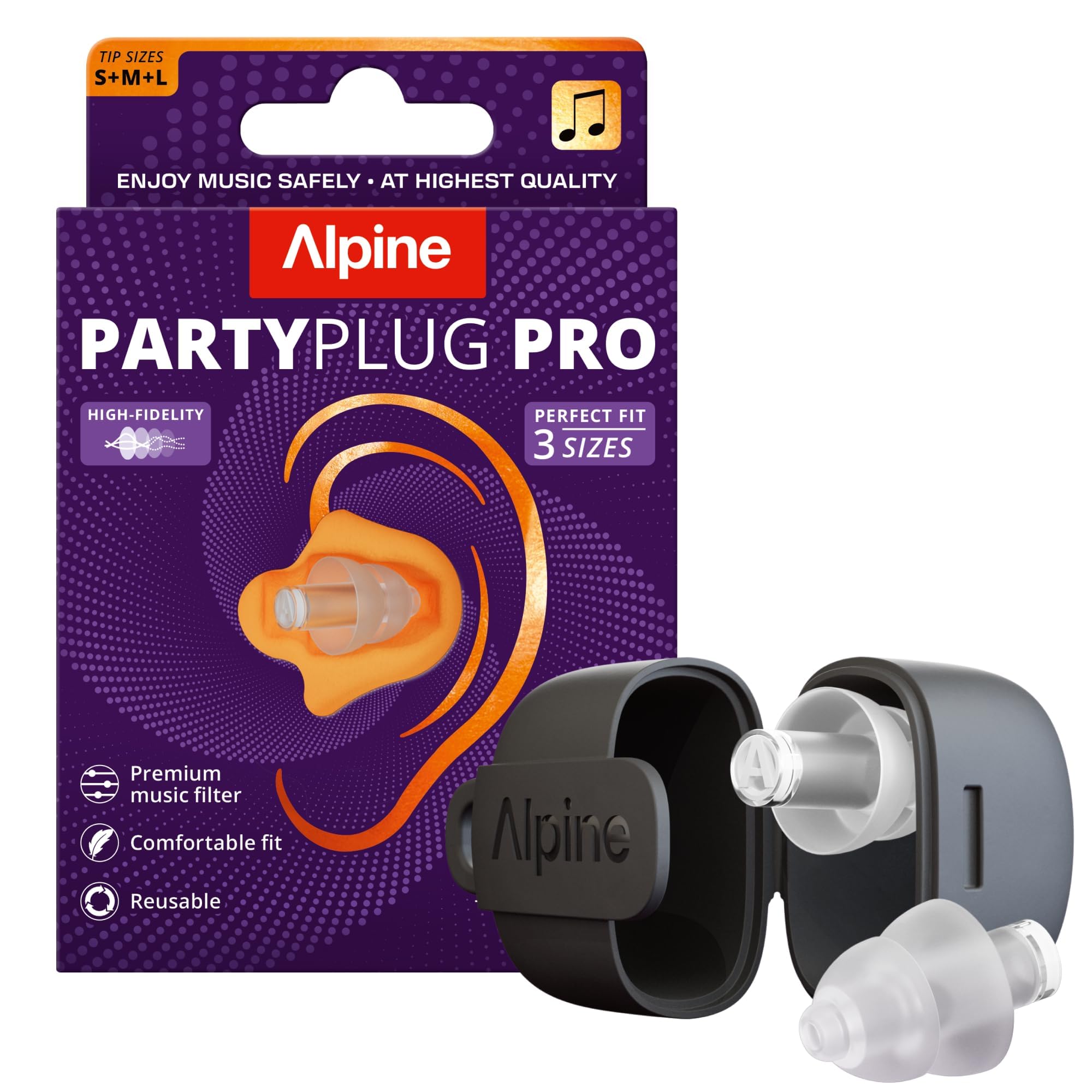 PartyPlug Concert Ear Plugs - Noise Reduction Ear Plugs for Party, Concert, Festival and Music - Reusable Earplugs (Pro Transparent (Multisize))