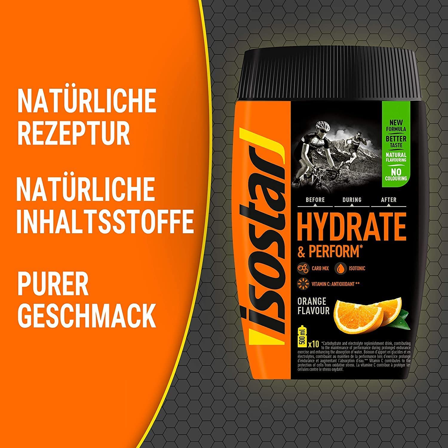 Isostar-Set - 3x400g Zitrone + 3x400g Orange + 1x1L Flasche | Hydrate & Perform Iso Drink | Isotonisches Getränkepulver | Elektrolyt Pulver zur Unterstützung der sportlichen Leistungsfähigkeit